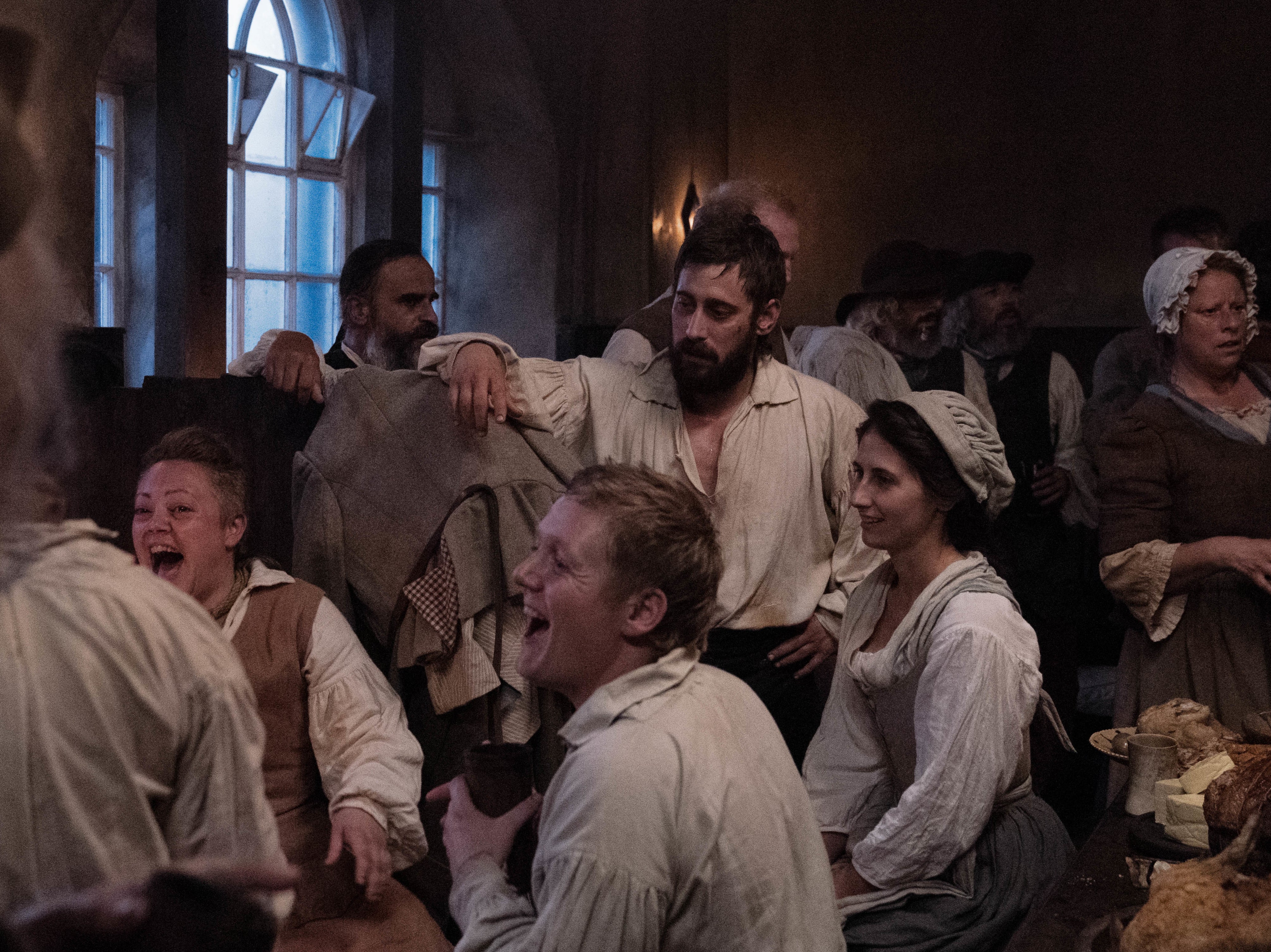 Turgoose and his co-stars in BBC Two masterpiece ‘The Gallows Pole’, which tells the story of 18th-century Yorkshire villagers who launch a coin-forging operation to combat their poverty