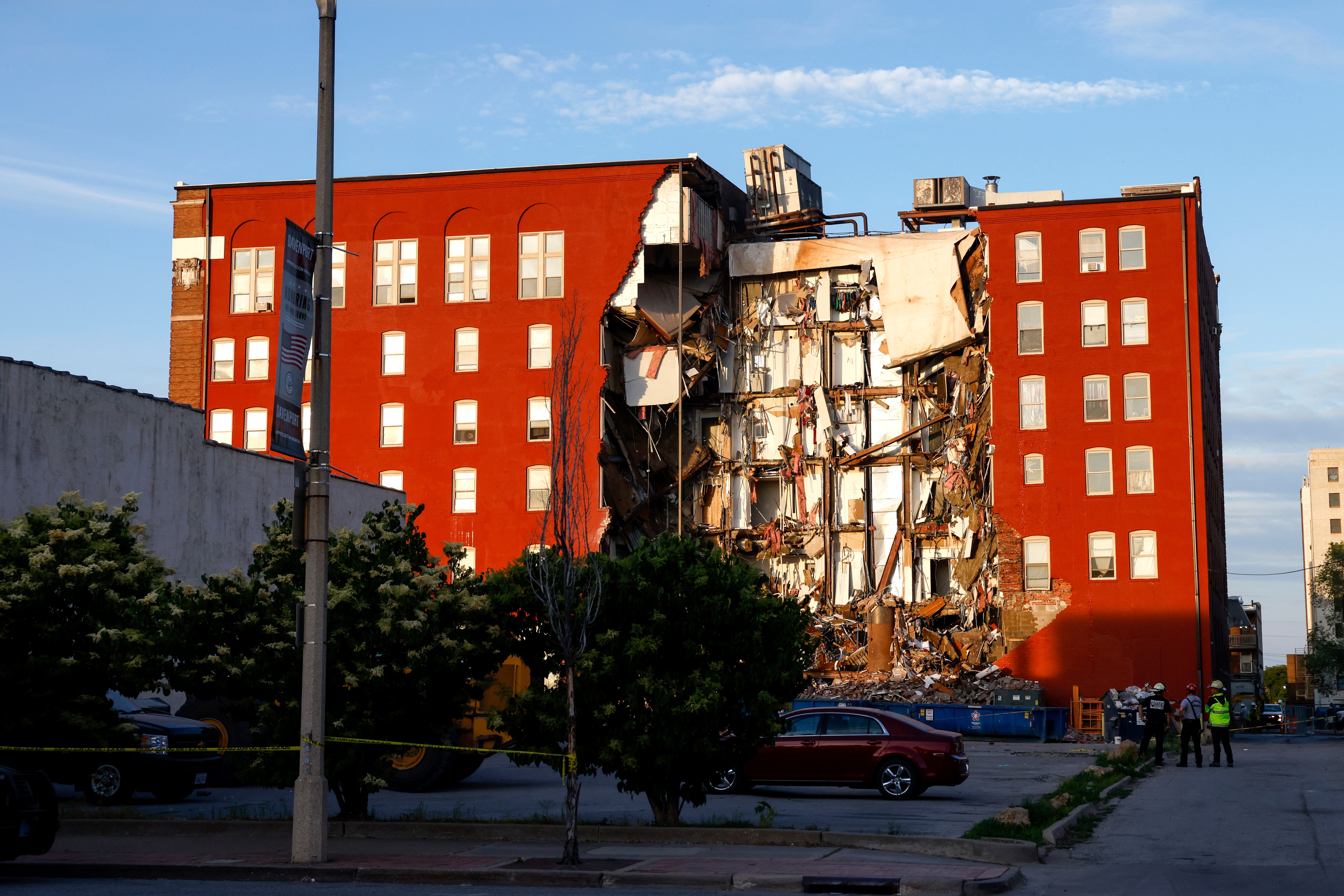 The partially-collapsed apartment building in Davenport, Iowa