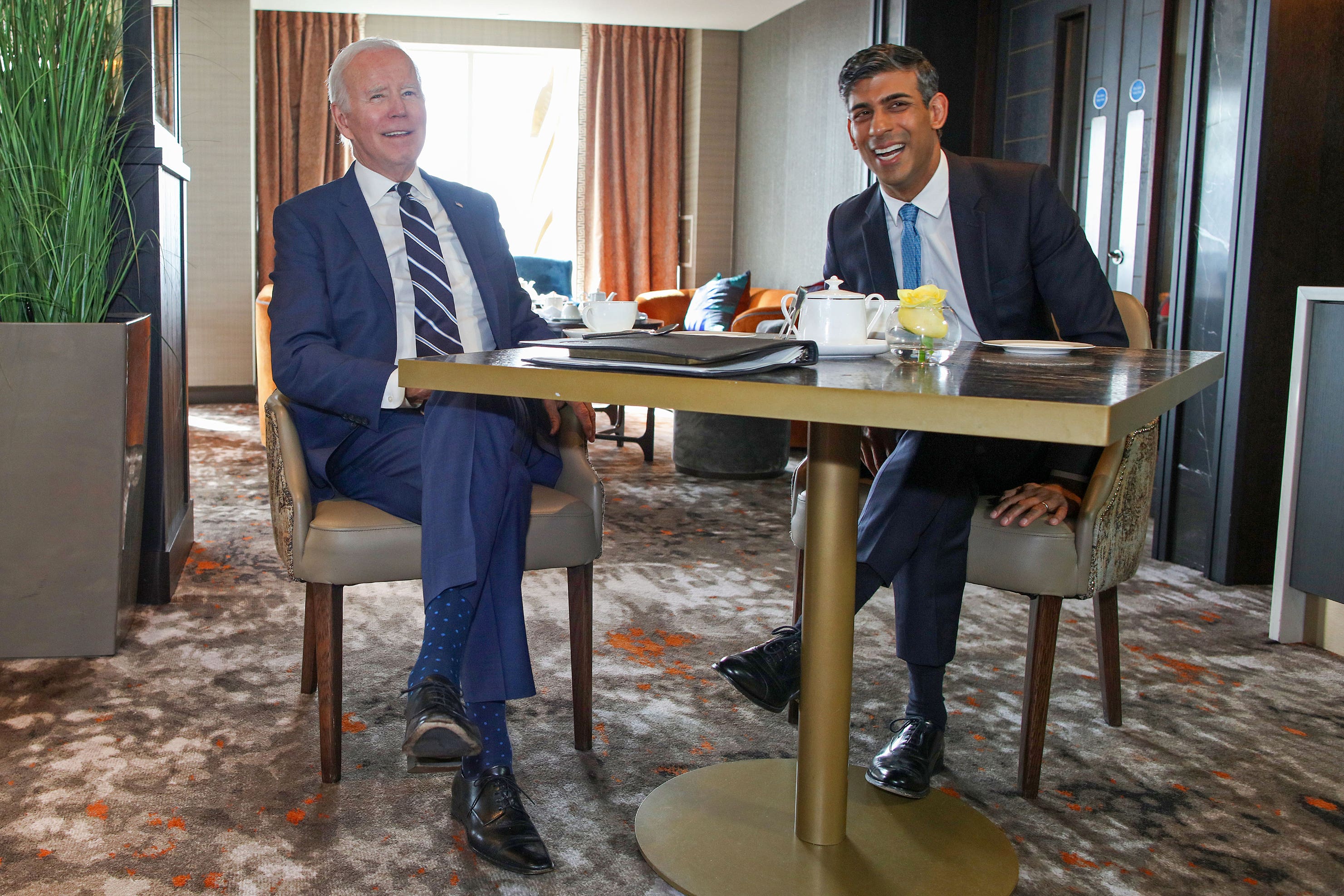 Prime Minister Rishi Sunak (right) with with Joe Biden during the US President’s visit to the island of Ireland (Paul Faith/PA)