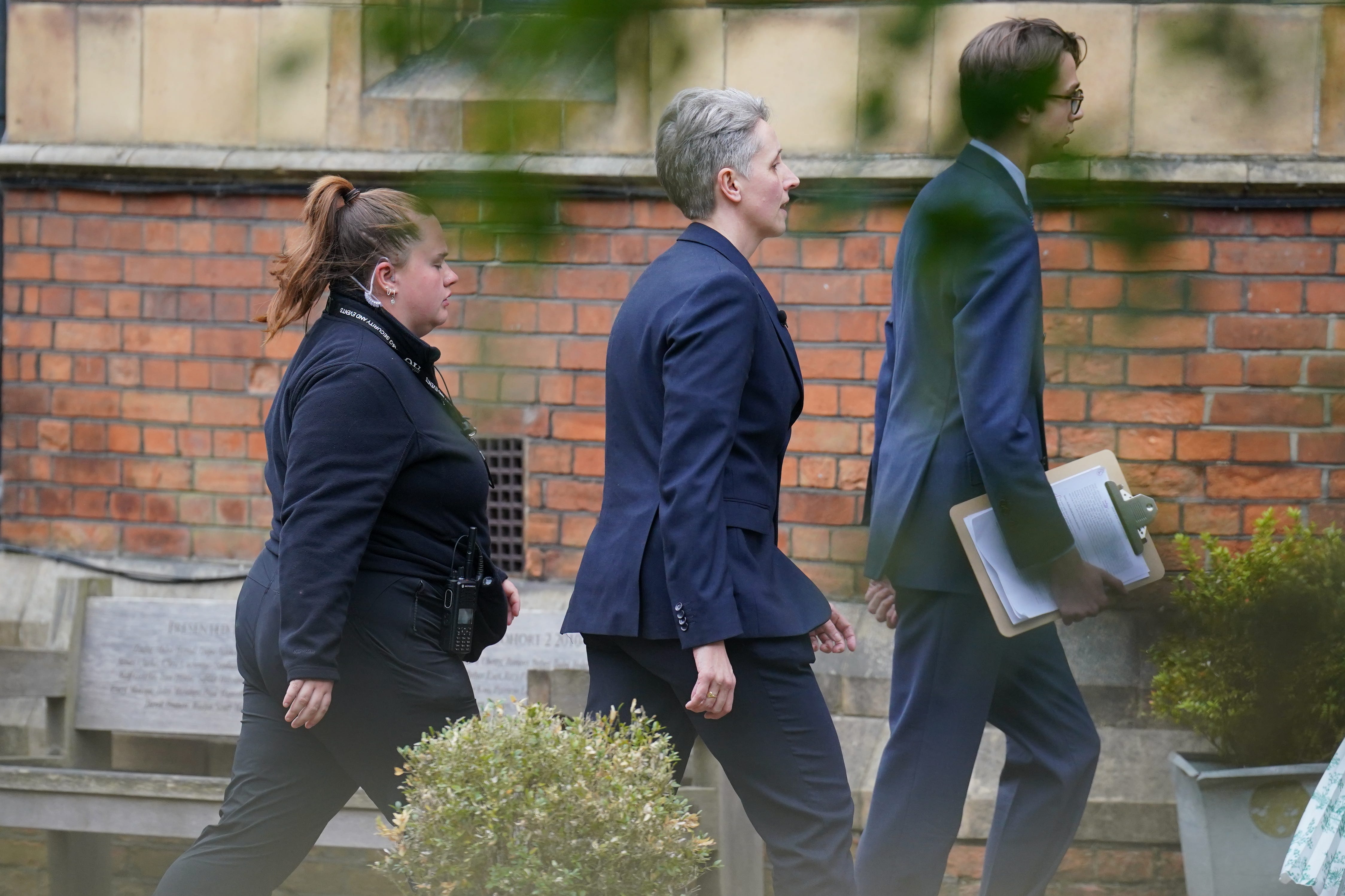 Professor Kathleen Stock (centre), who quit her job as a lecturer at the University of Sussex after being targeted by activists over her views on gender identity, arrives at the 200-year-old debating society, the Oxford Union (Jonathan Brady/PA)