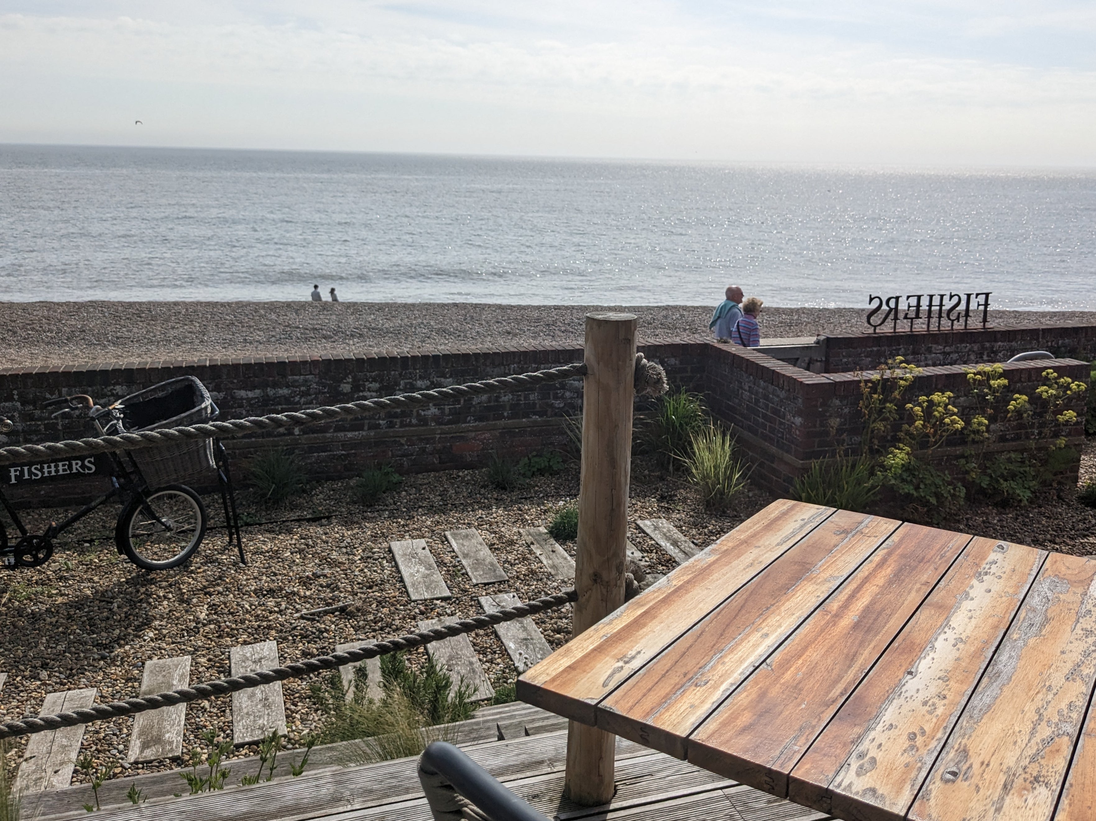 Fishers Gin has a terrace offering an appealing sea view