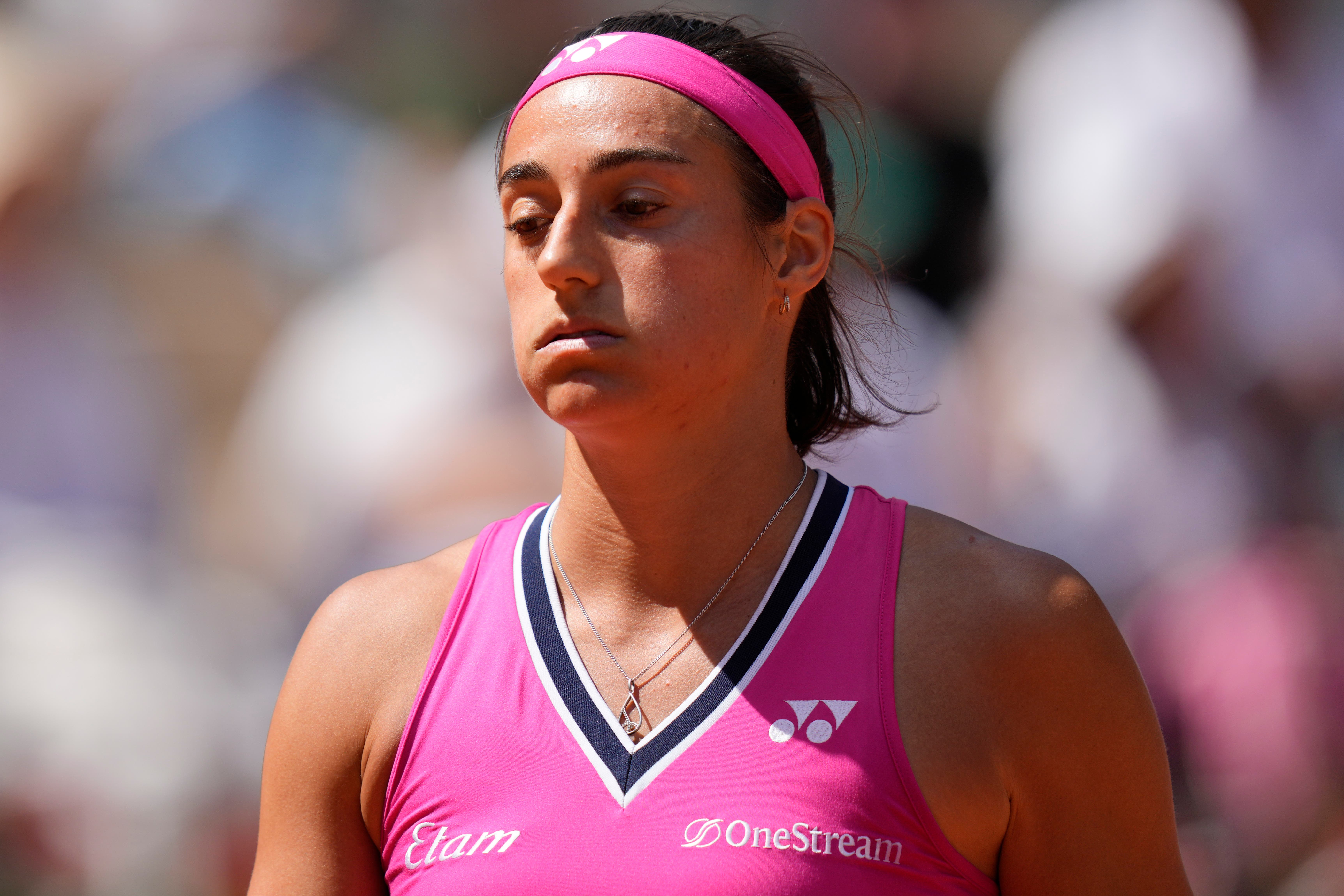 Caroline Garcia crashed out in the second round (Thibault Camus/AP)