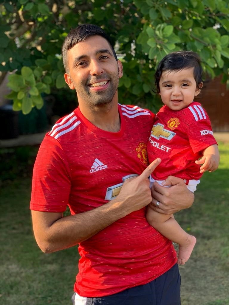 Aman Sumal with his eldest child Rajan