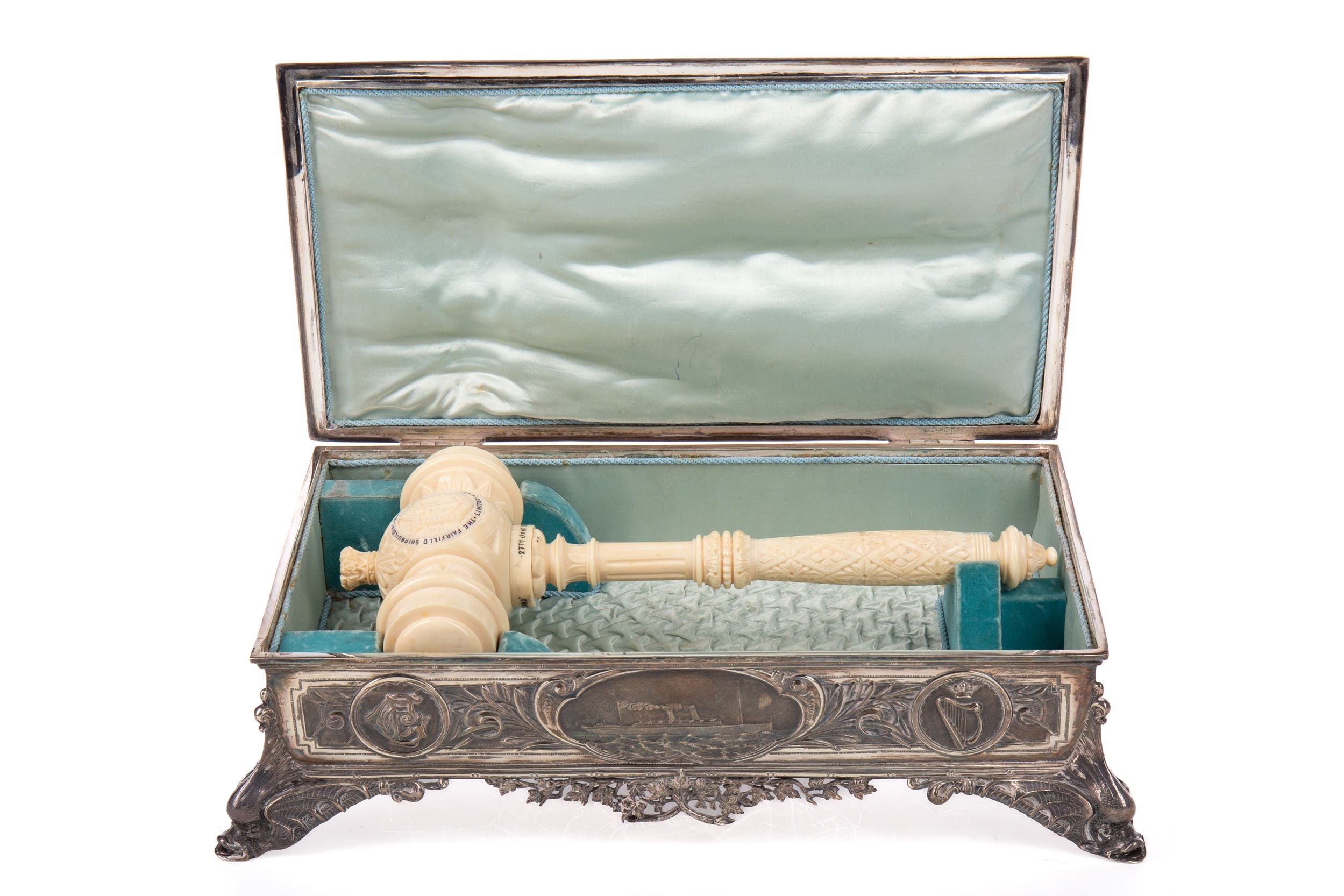 Special dispensation has been granted for the ivory launching mallet to be sold at auction next month (McTear’s/PA)