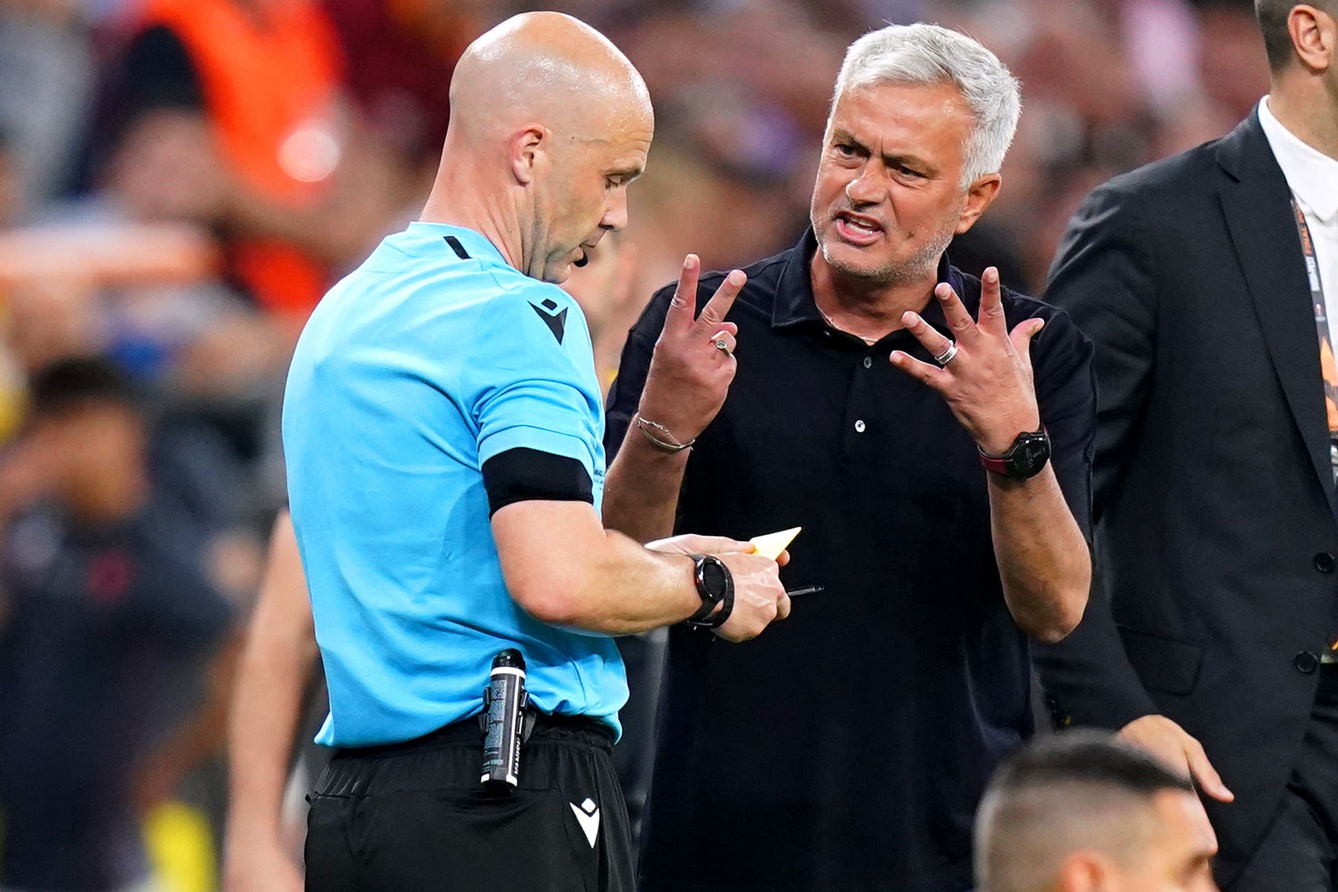 Jose Mourinho questions referee Anthony Taylor’s officiating during the Europa League final