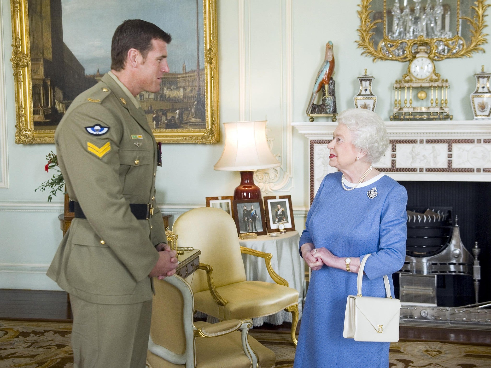 Ben Roberts-Smith meets the late Queen Elizabeth II at Buckingham Palace in 2011