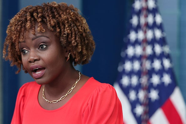 Karine Jean-Pierre shocks White House briefing with response to combative question: ‘Jesus’
