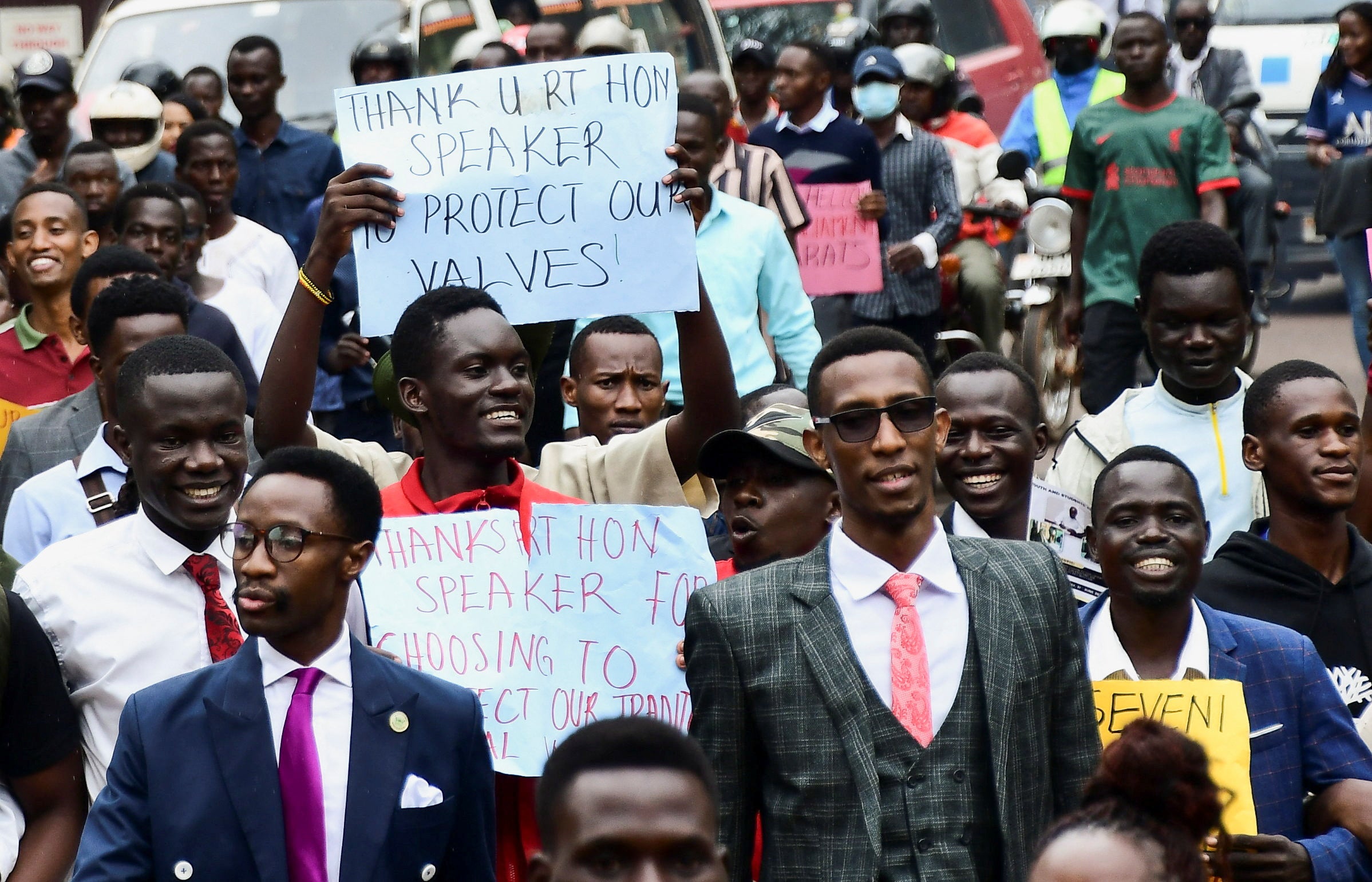 Ugandan students supporting Uganda’s parliament and president over new anti-LGBT+ laws