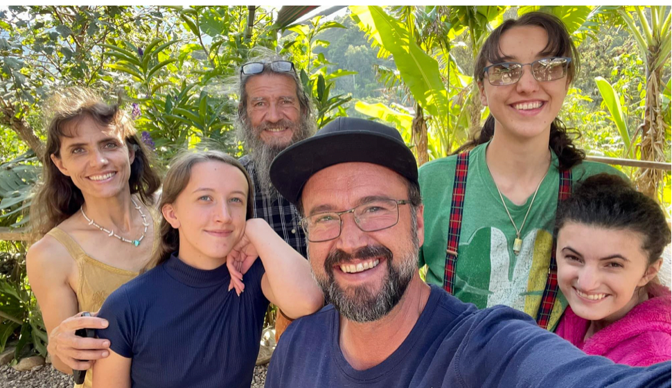 Francesca Williams, left, with husband Michael, centre front, father John, and their three children Rachel, Renee and Rebekah