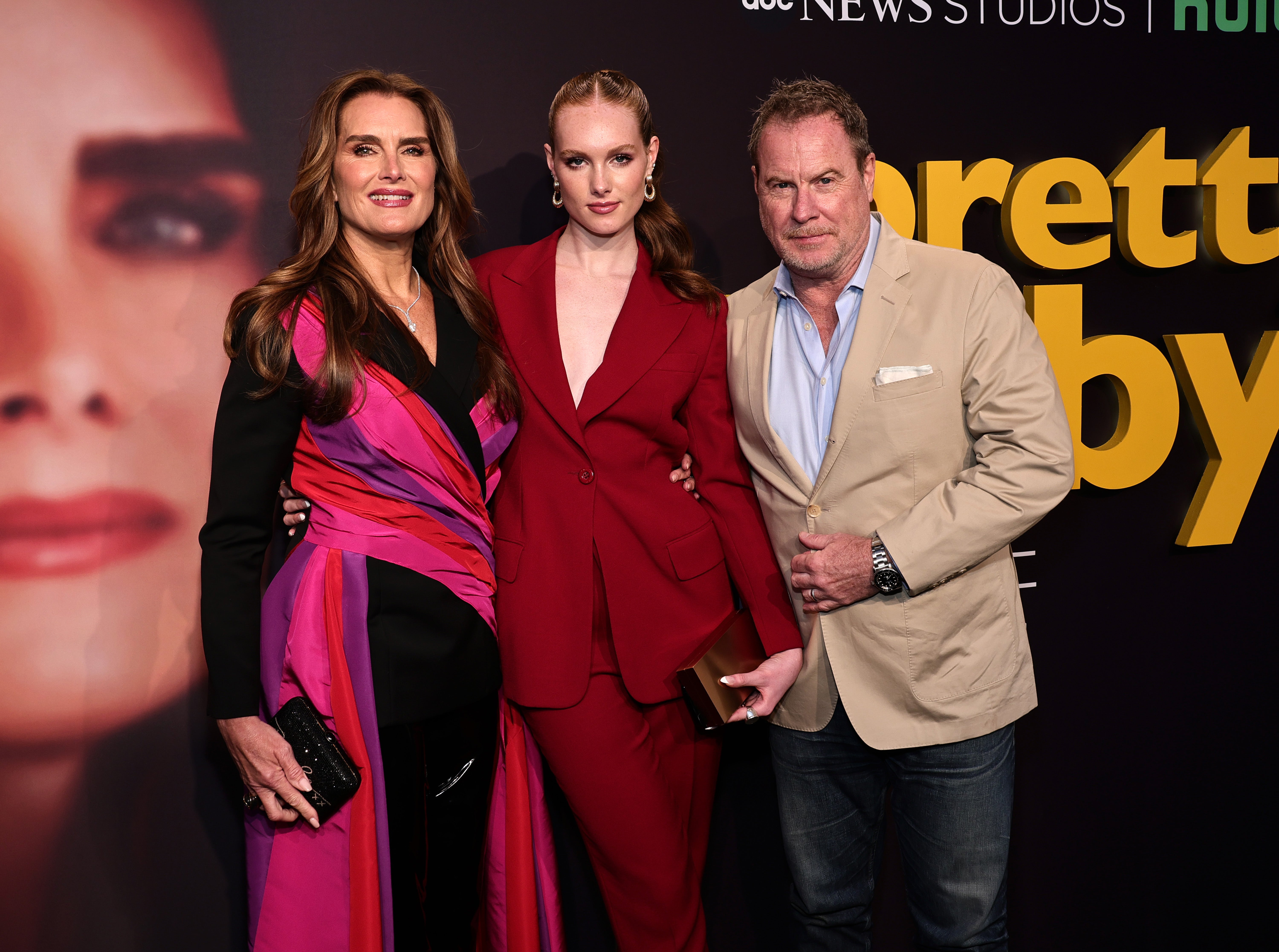 Brooke Shields, Grier Hammond Henchy and Chris Henchy attend the "Pretty Baby: Brooke Shields" New York Premiere at Alice Tully Hall on March 29, 2023