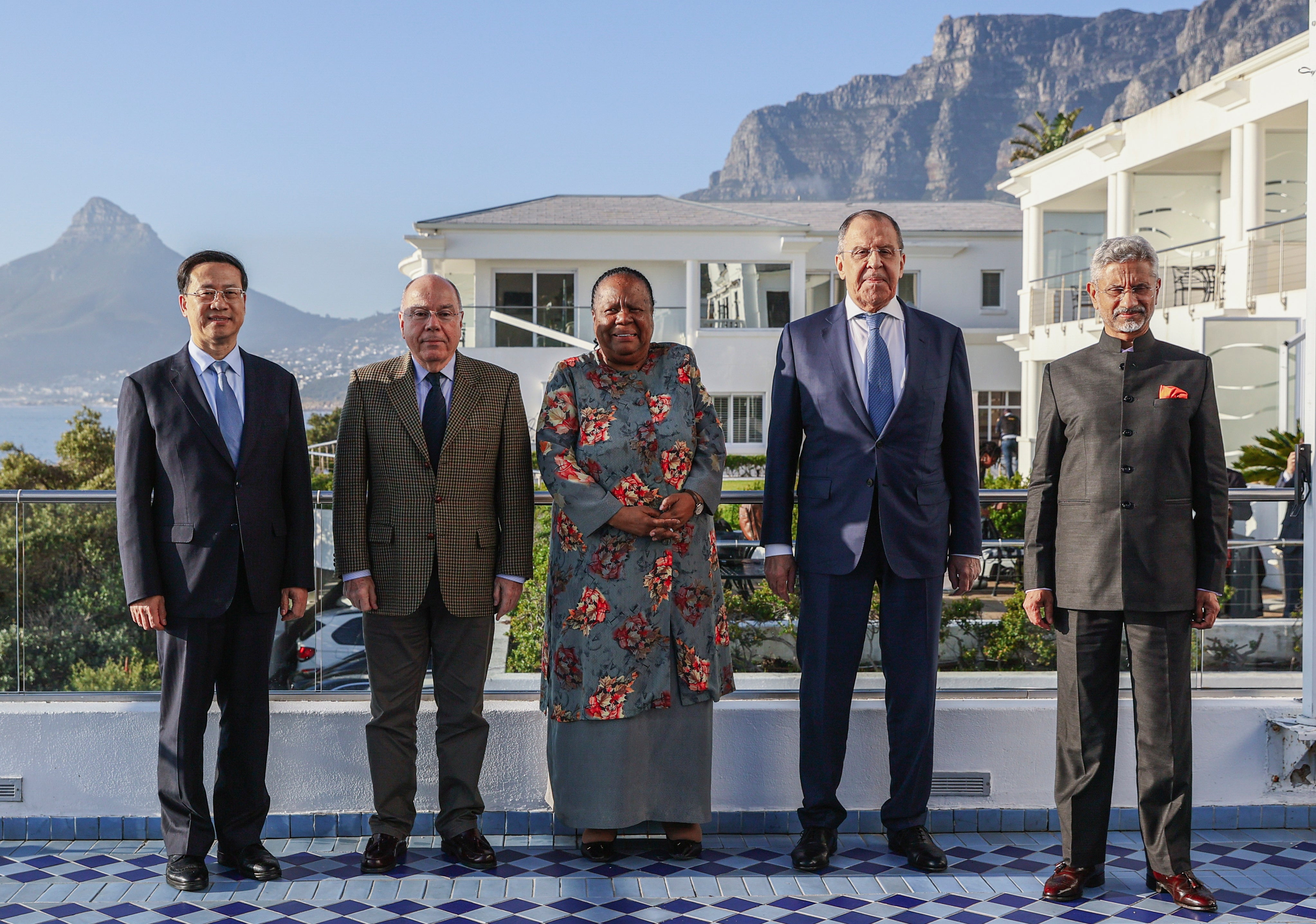 China’s deputy minister of foreign affairs Ma Zhaoxu, Brazil’s foreign minister Mauro Vieira, South Africa's Naledi Pandor, Russian foreign minister Sergei Lavrov, and India’s foreign minister S Jaishankar in Cape Town on Thursday