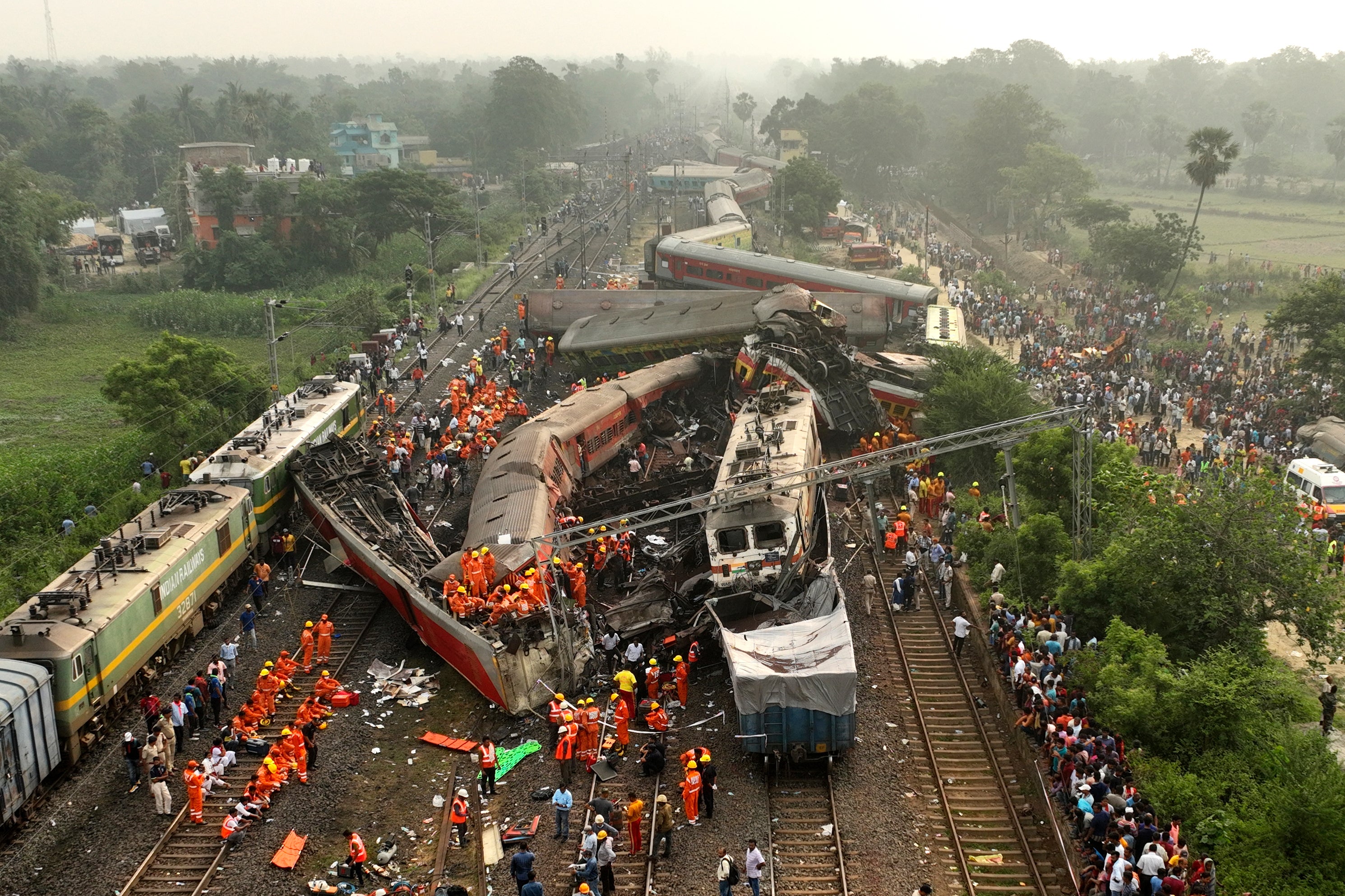 The scene of the rescue after the three train collision