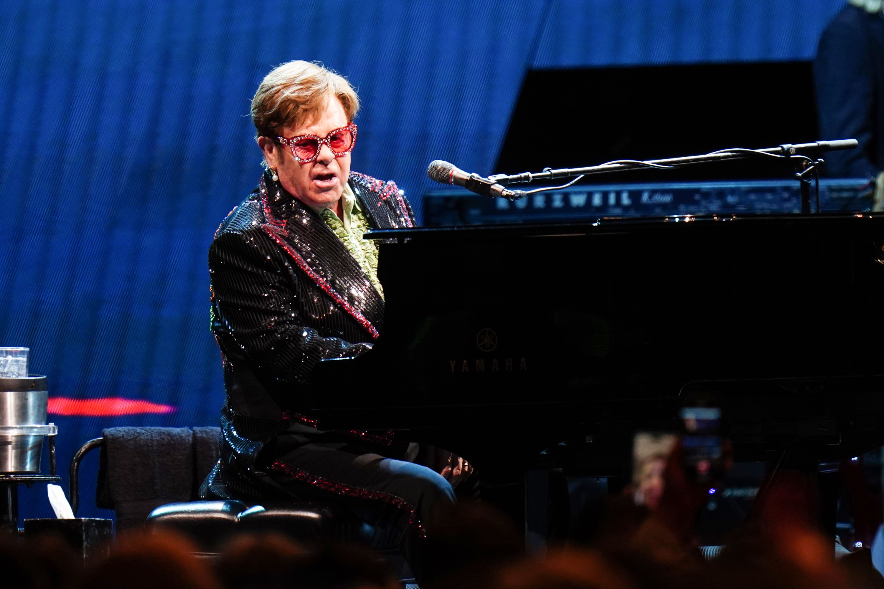 Elton John met City players at Manchester airport (Ian West/PA)