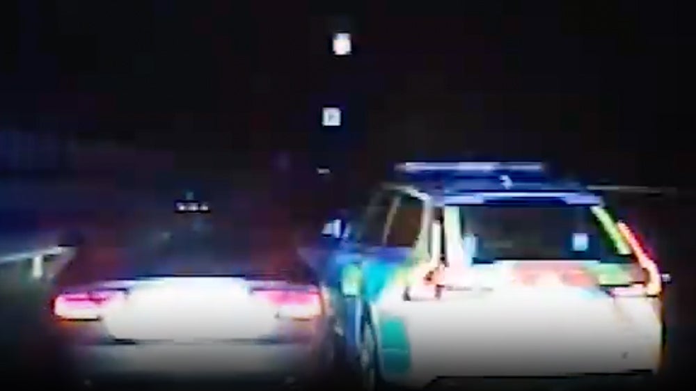 Dashcam footage shows armed driver ramming police car before 135mph motorway chase