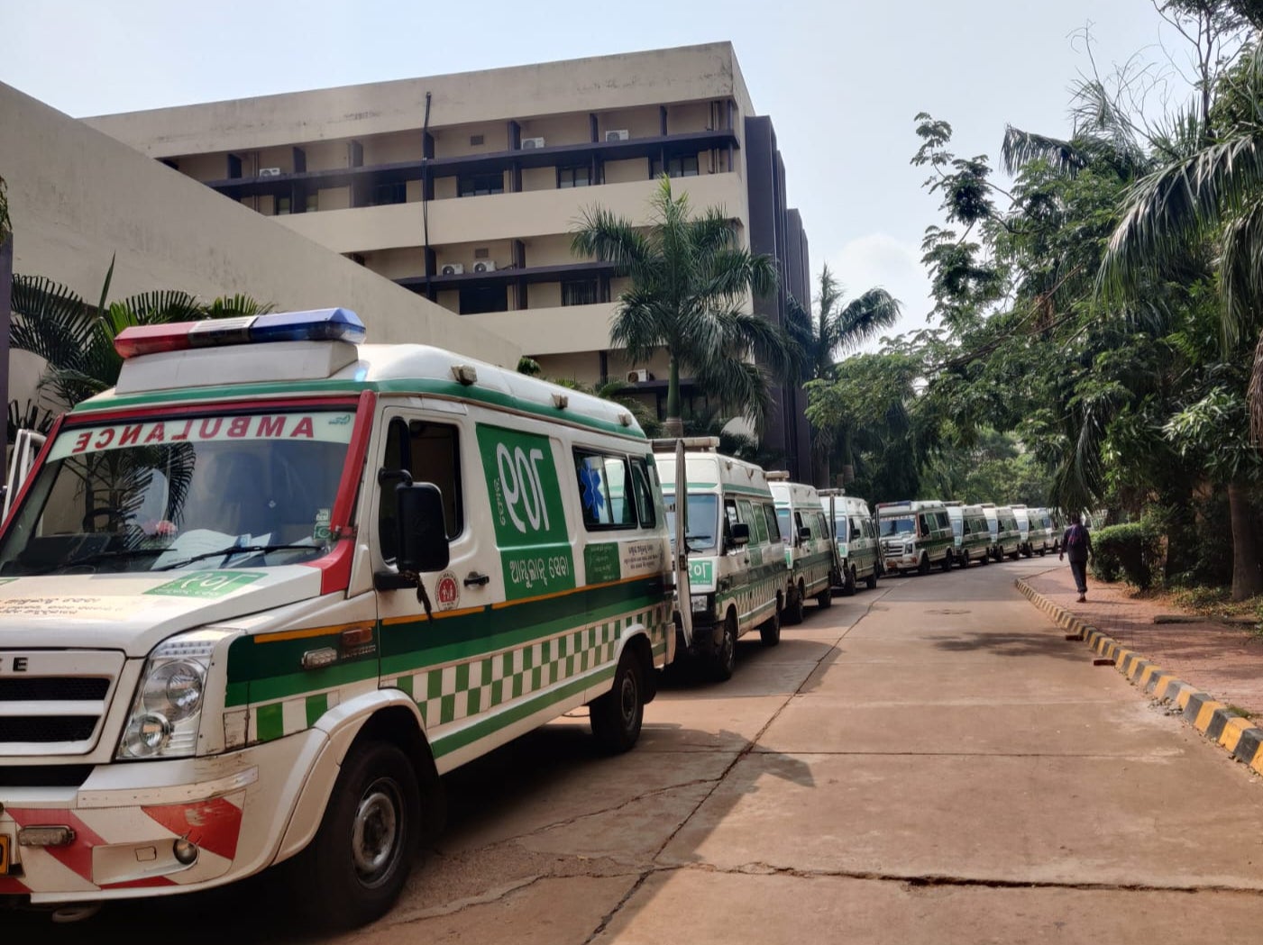 Ambulances with dead bodies brought to AIIMS Bhubaneswar for identification