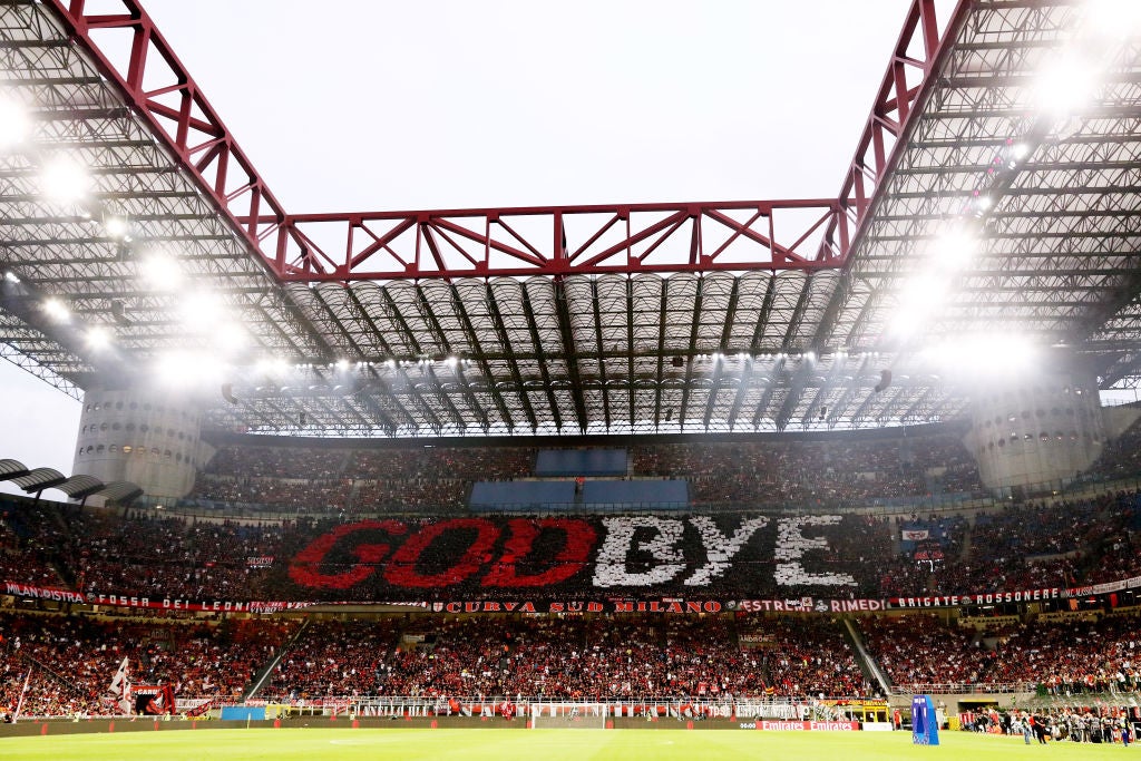 The Milan fans show a message of support to Ibrahimovic