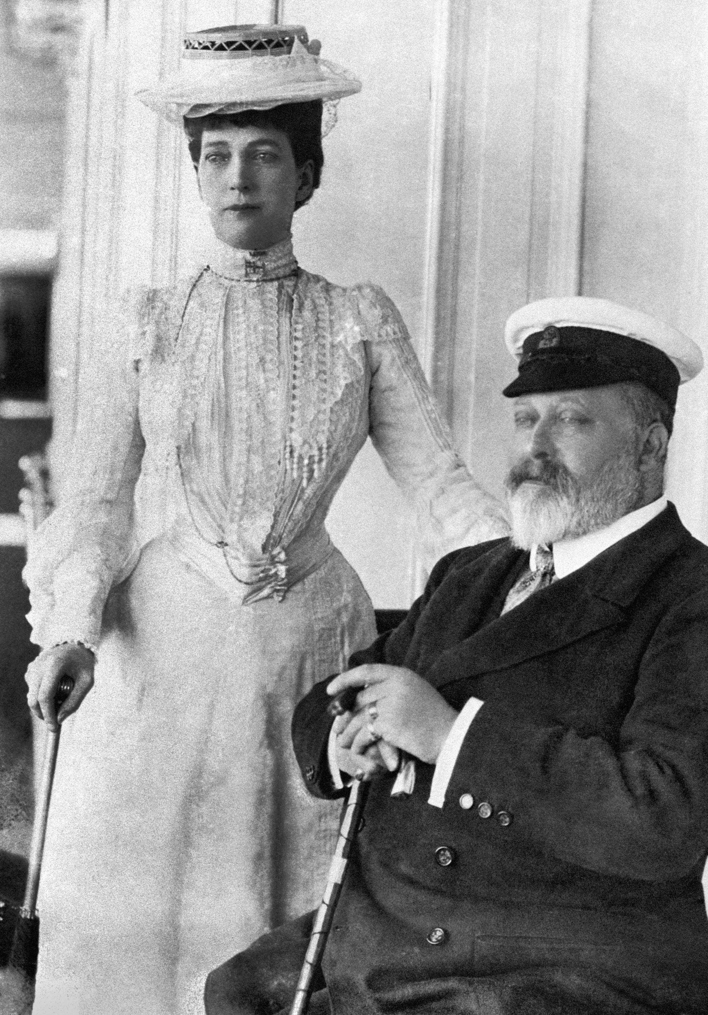 King Edward VII with Queen Alexandra at Cowes on the Isle of Wight