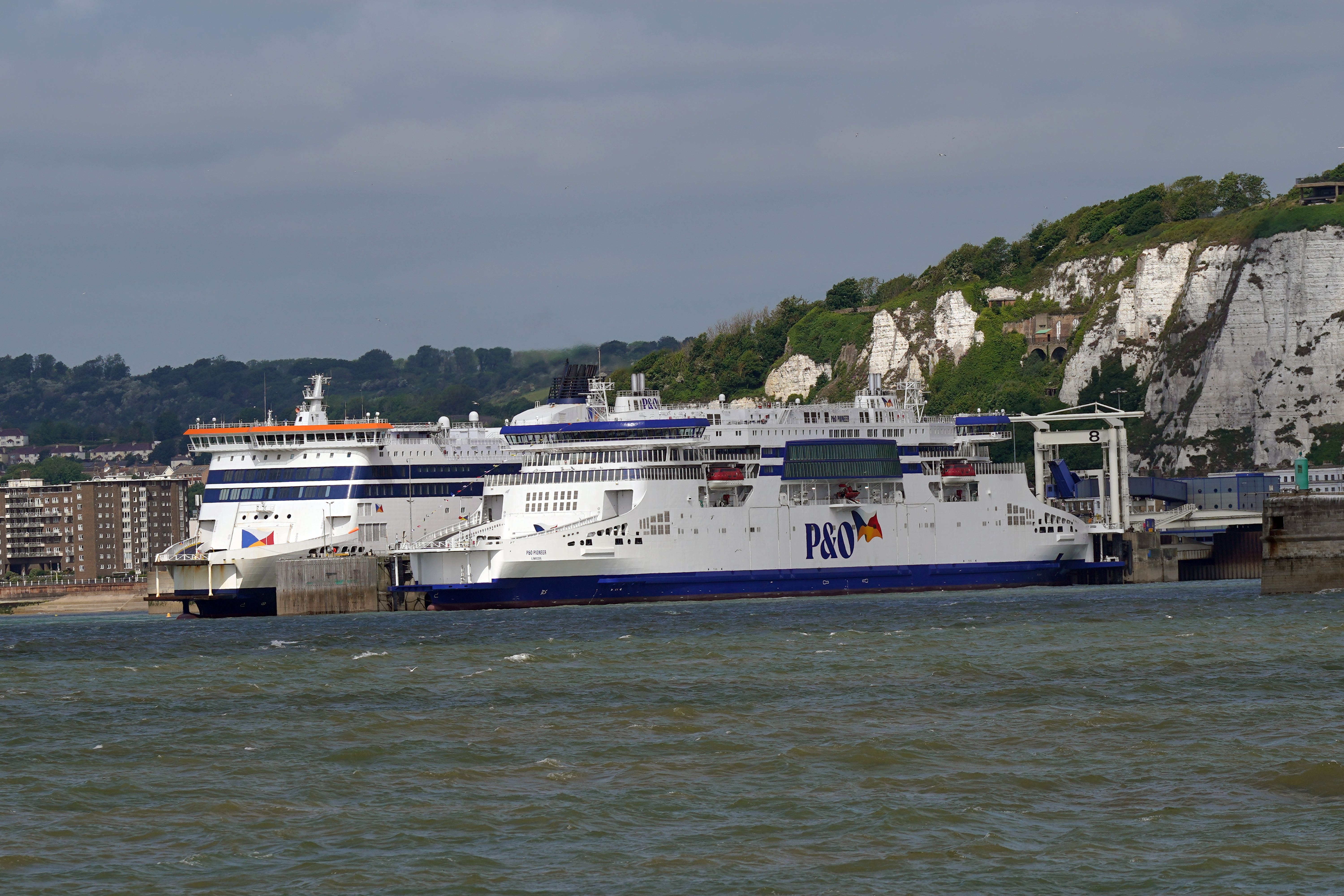 P&O Ferries’ first new hybrid ship has arrived in Dover (Yui Mok/PA)