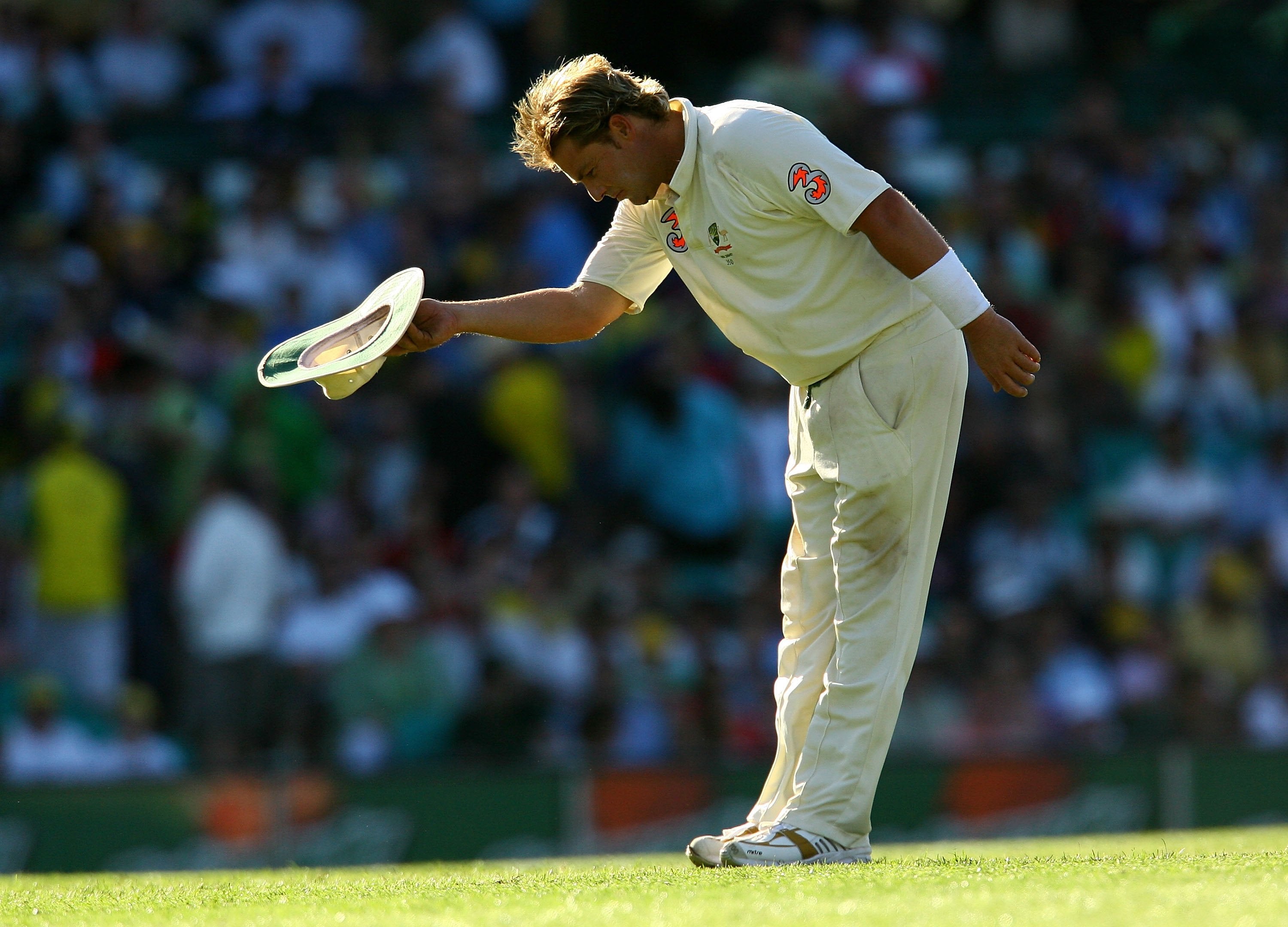 Tip of the hat: Shane Warne, pictured here in 2007, stunned the Old Trafford crowd