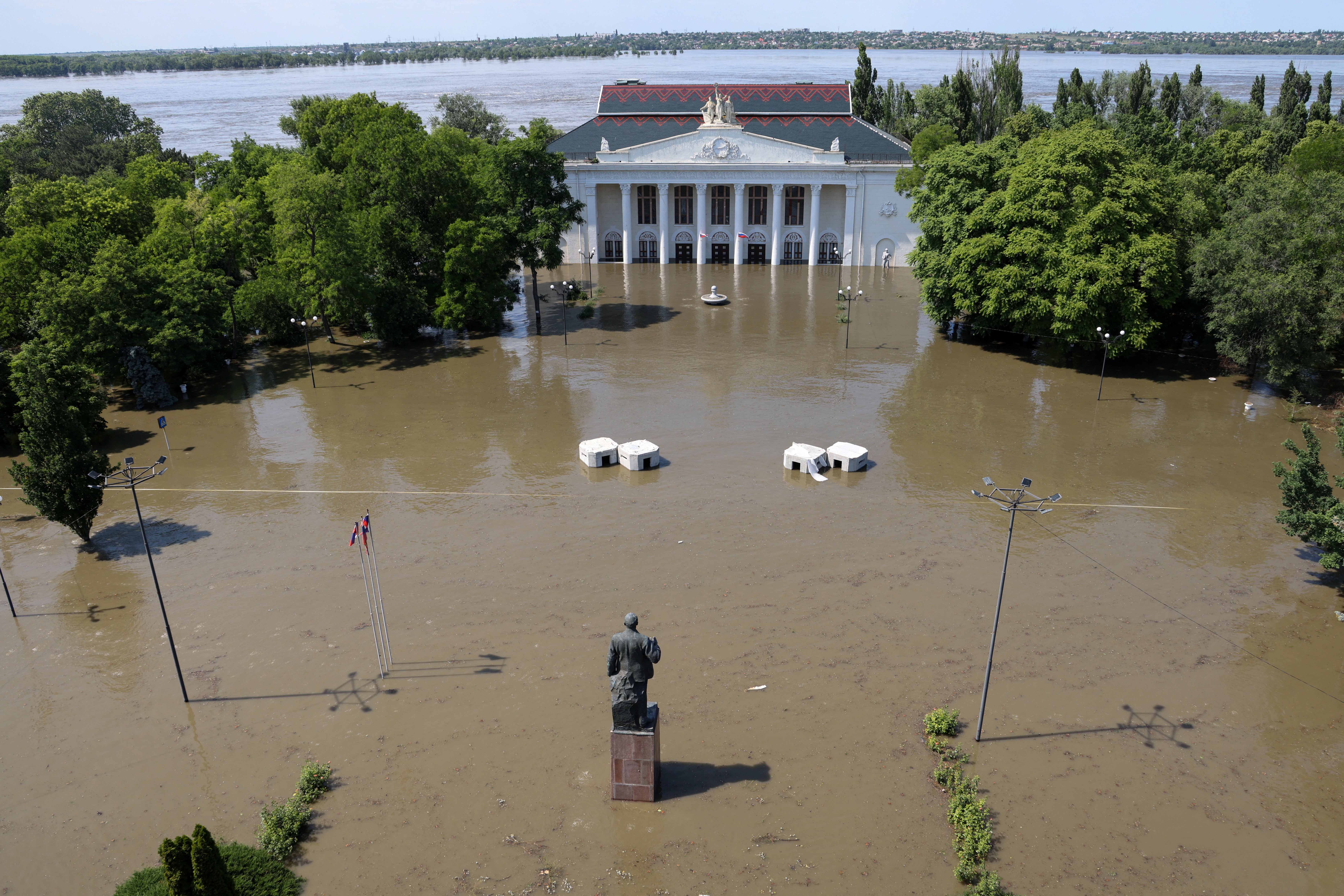 Destruction of the dam led to flooding