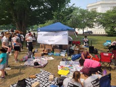 Grieving families of shooting victims arrive on Senate’s doorstep to demand assault weapons ban