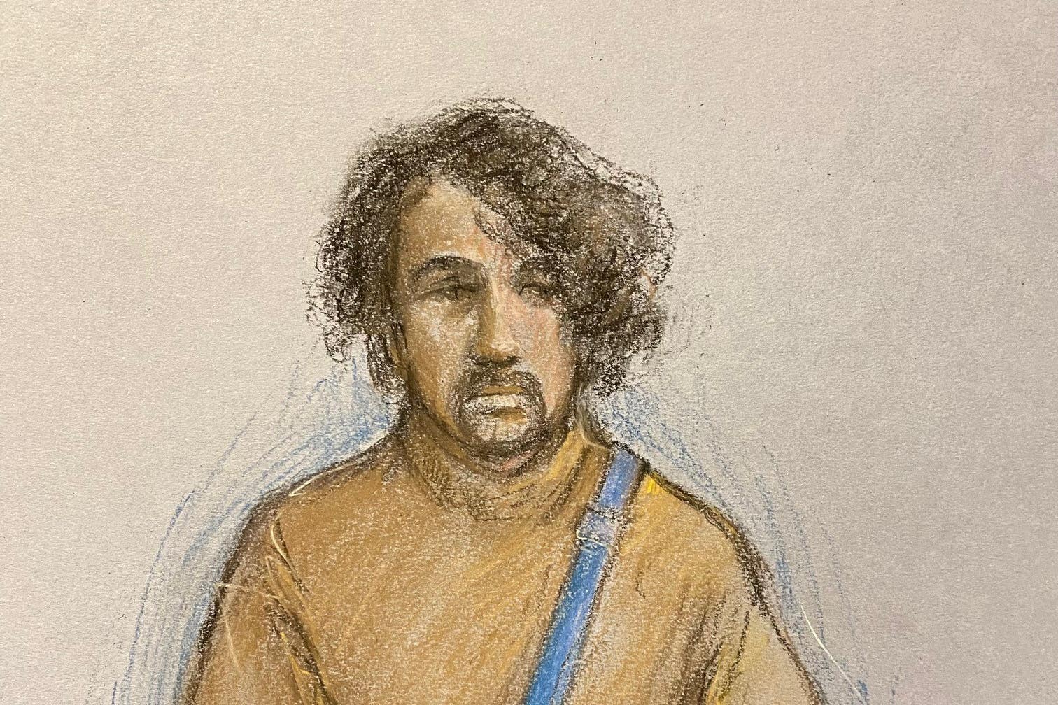 Court artist sketch of Louis De Zoysa, who denies murder