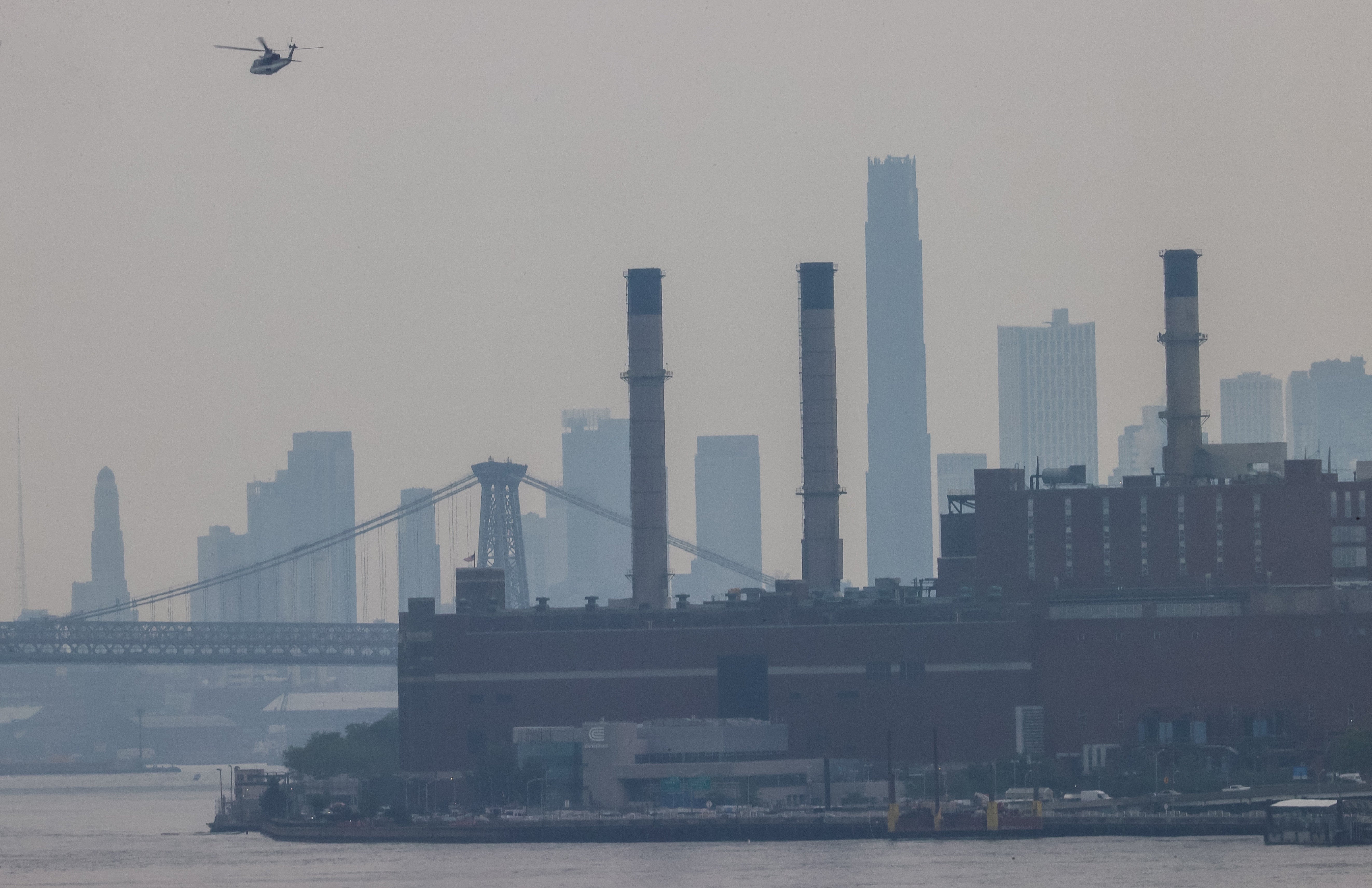 A view of polluted air in New York City, United States on June