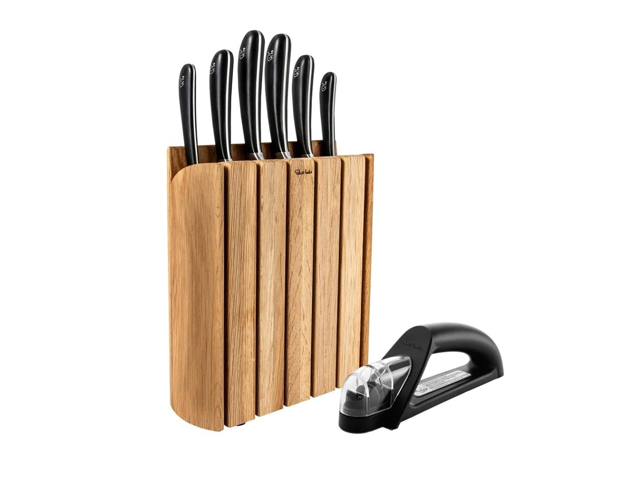 Robert Welch signature book oak knife block set with knife sharpener