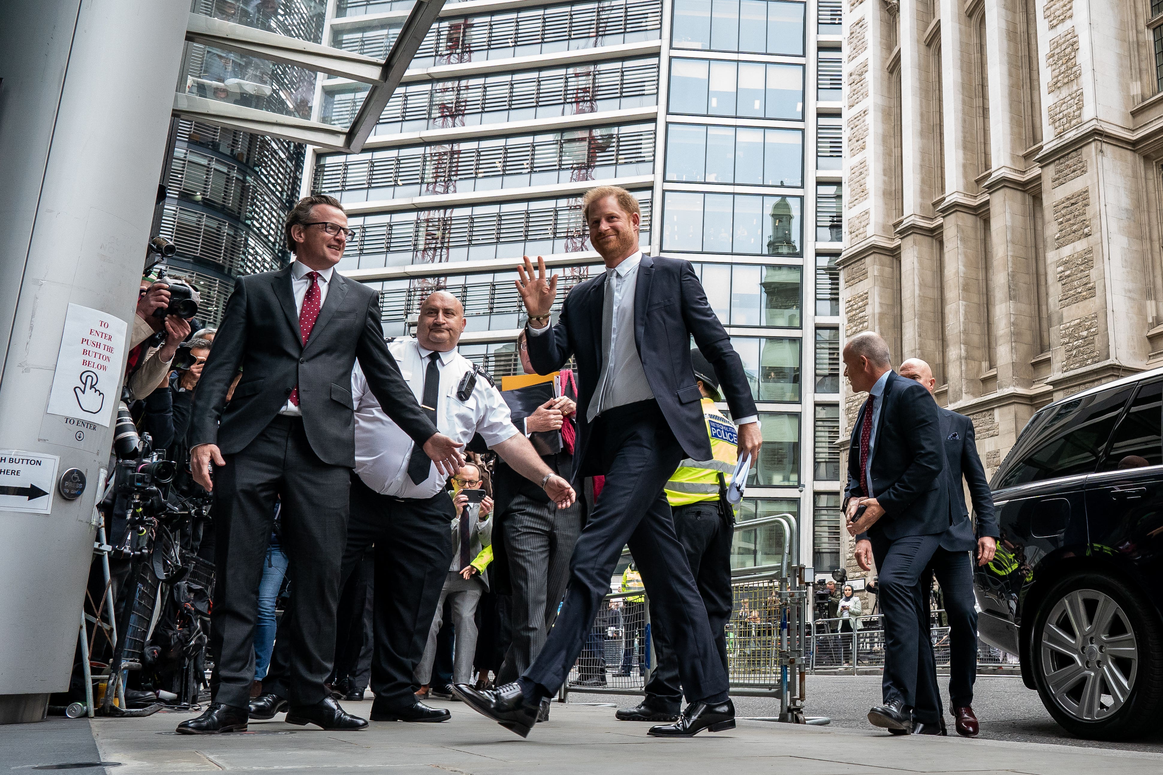 The Duke of Sussex arriving at the Rolls Buildings (Aaron Chown/PA)