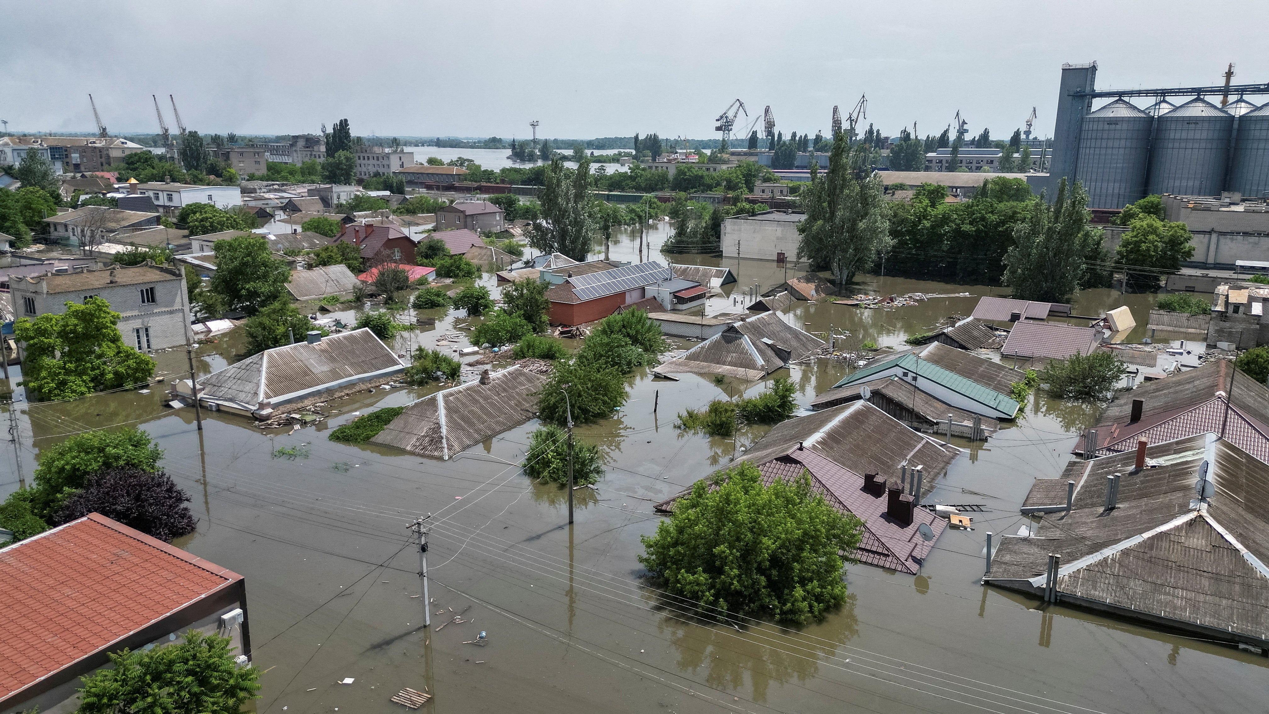 Towns and villages have been flooded after the Nova Kakhovka dam was breached