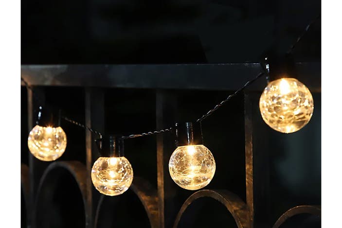 B&Q Delamere crackle glass ball solar-powered string lights