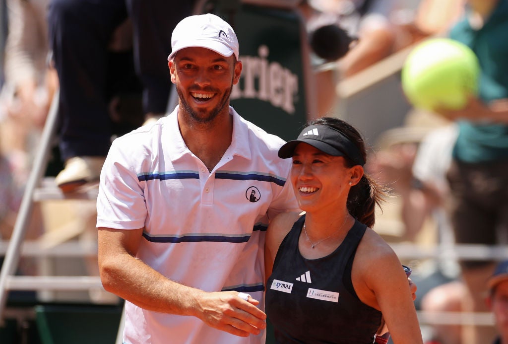 Miyu Kato celebrates with her partner Tim Puetz