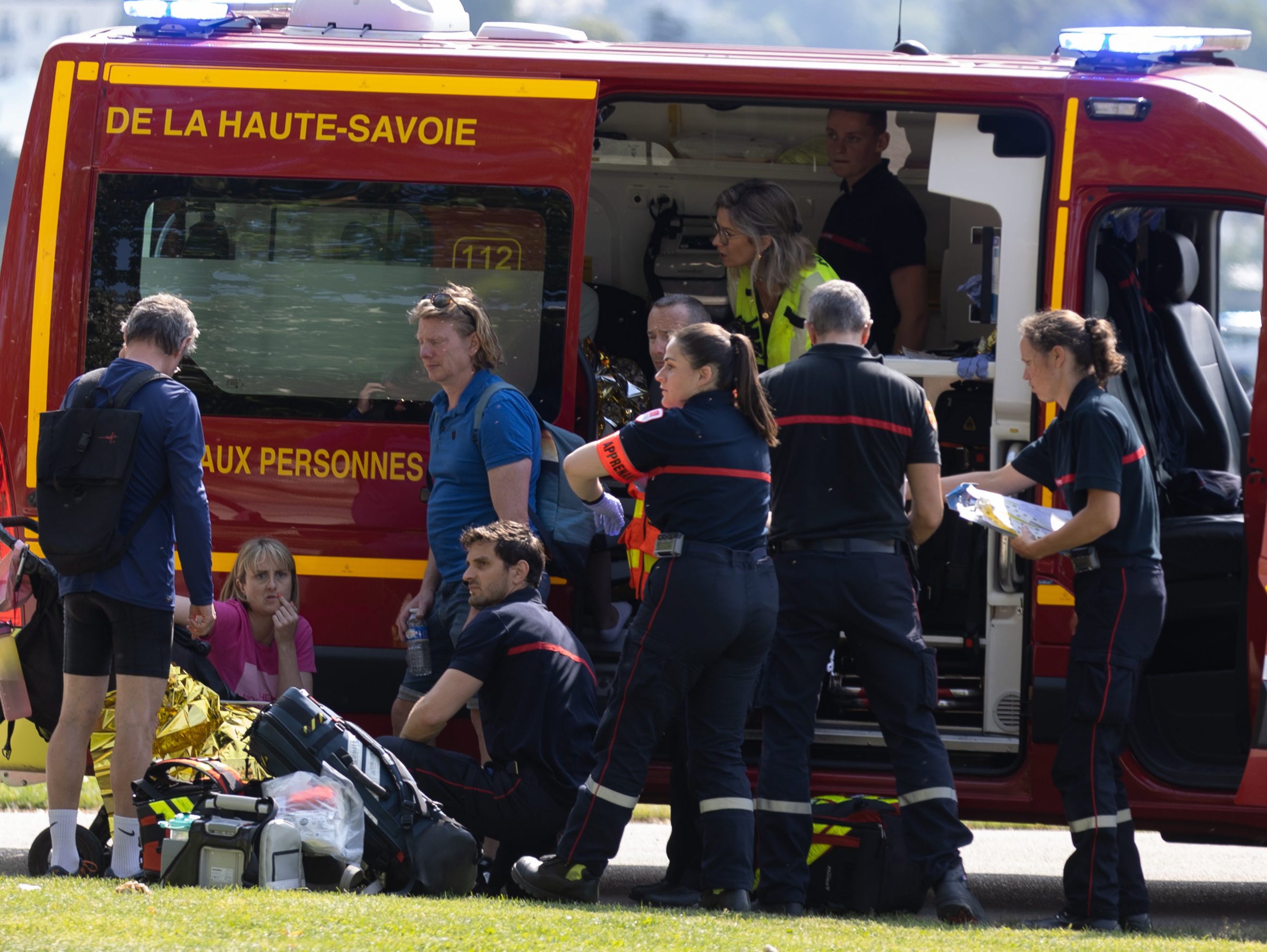 Emergency services at the scene of the stabbings