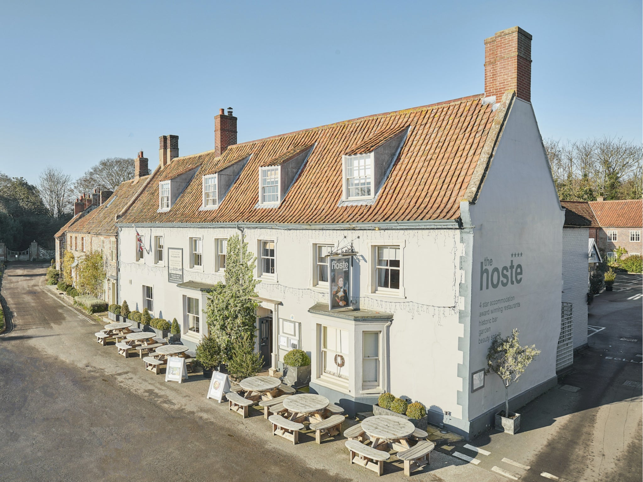 A spa cabin in the grounds of The Hoste Arms offers massages and facials