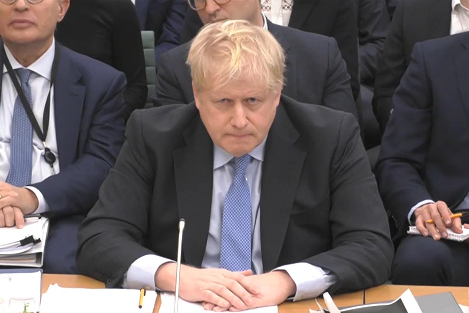 Boris Johnson giving evidence to the privileges committee in March