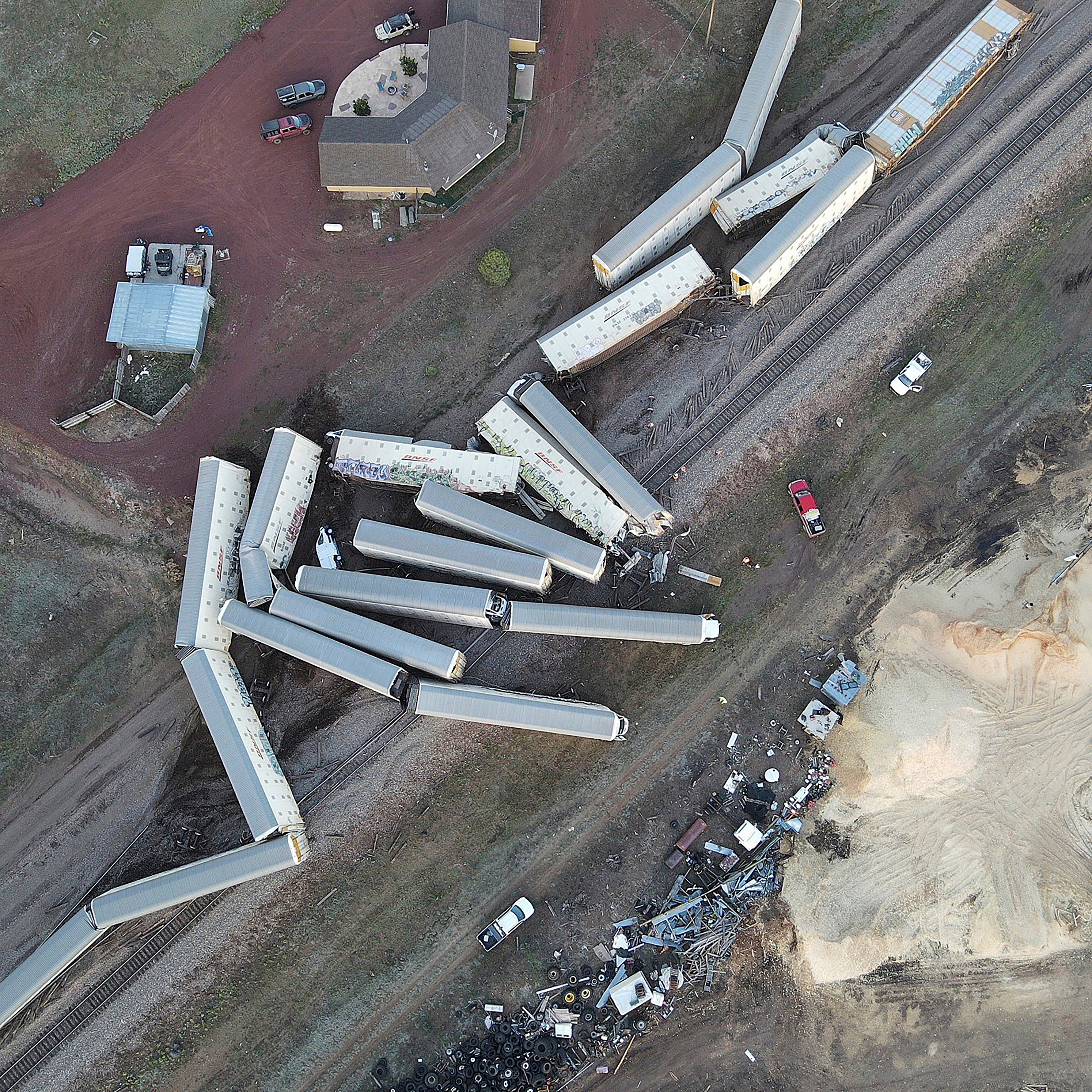 More than 20 freight cars were damaged