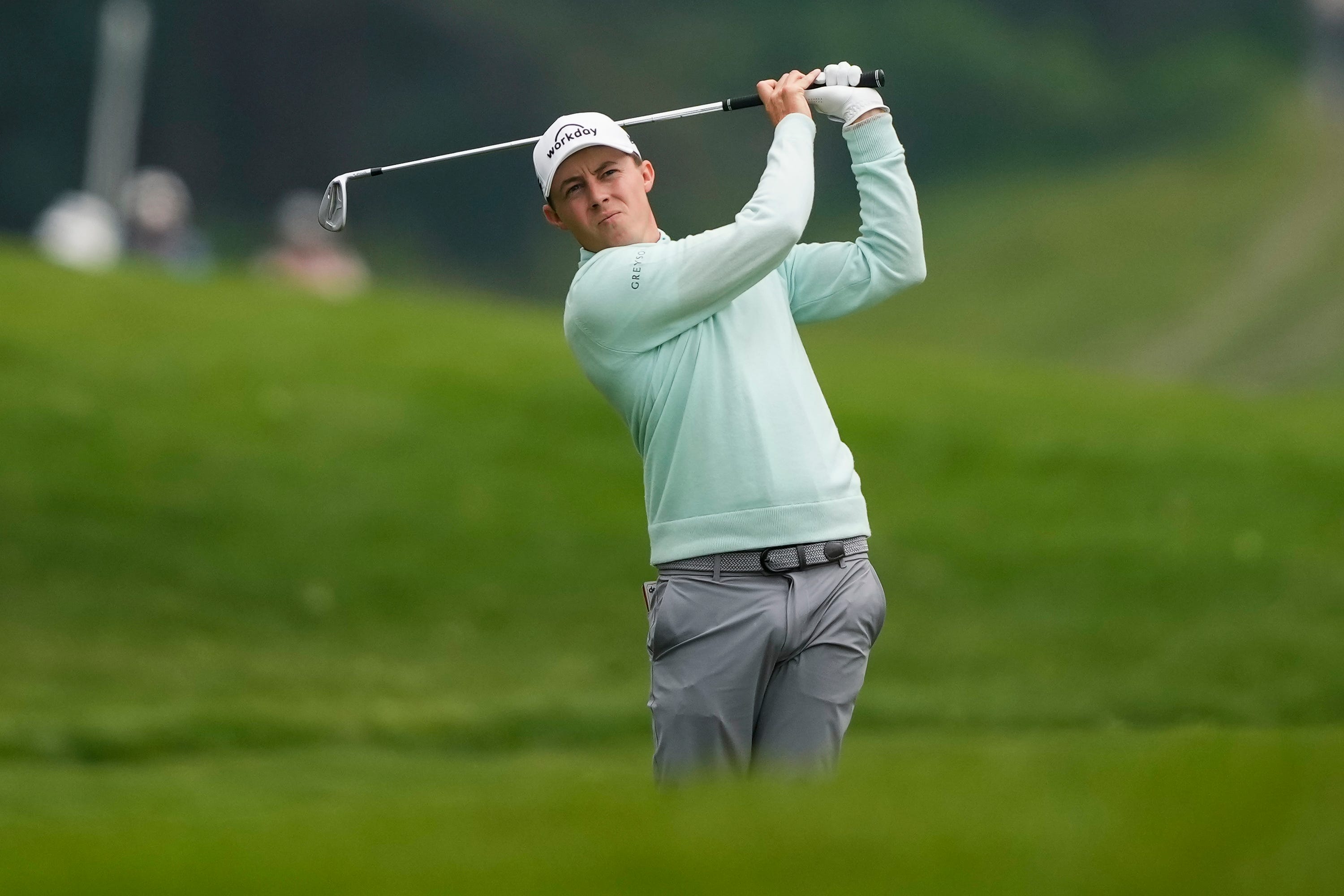 Matt Fitzpatrick on the seventh hole during the first round of the Canadian Open (Andrew Lahodynskyj/The Canadian Press/AP)