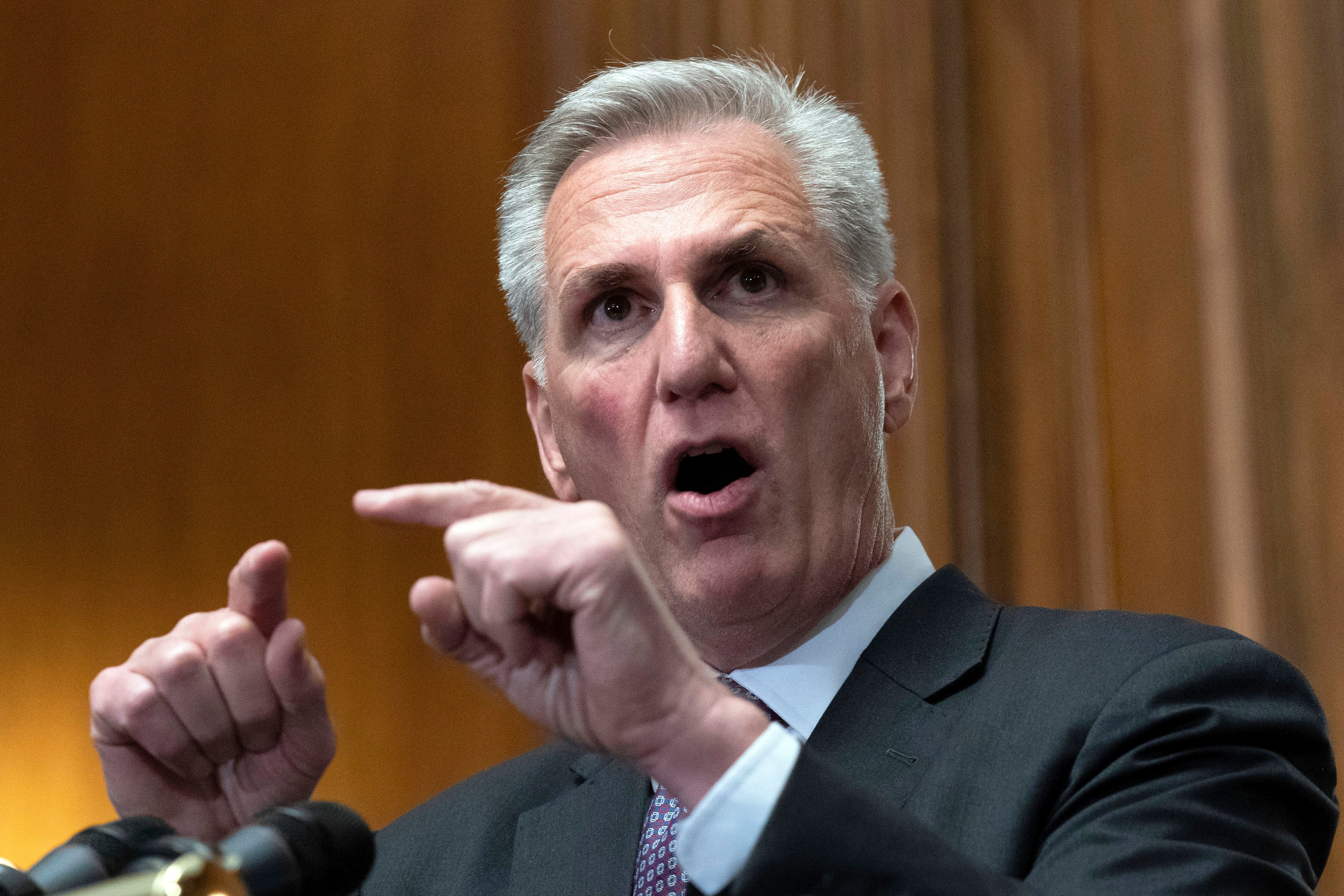 House Speaker Kevin McCarthy aggressively defended the former president on Friday