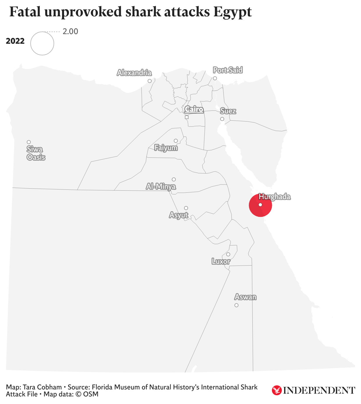 The ISAF notes two of the global total of unprovoked killings last year happened in Egypt’s waters, making it the highest, joint with South Africa, for fatal cases