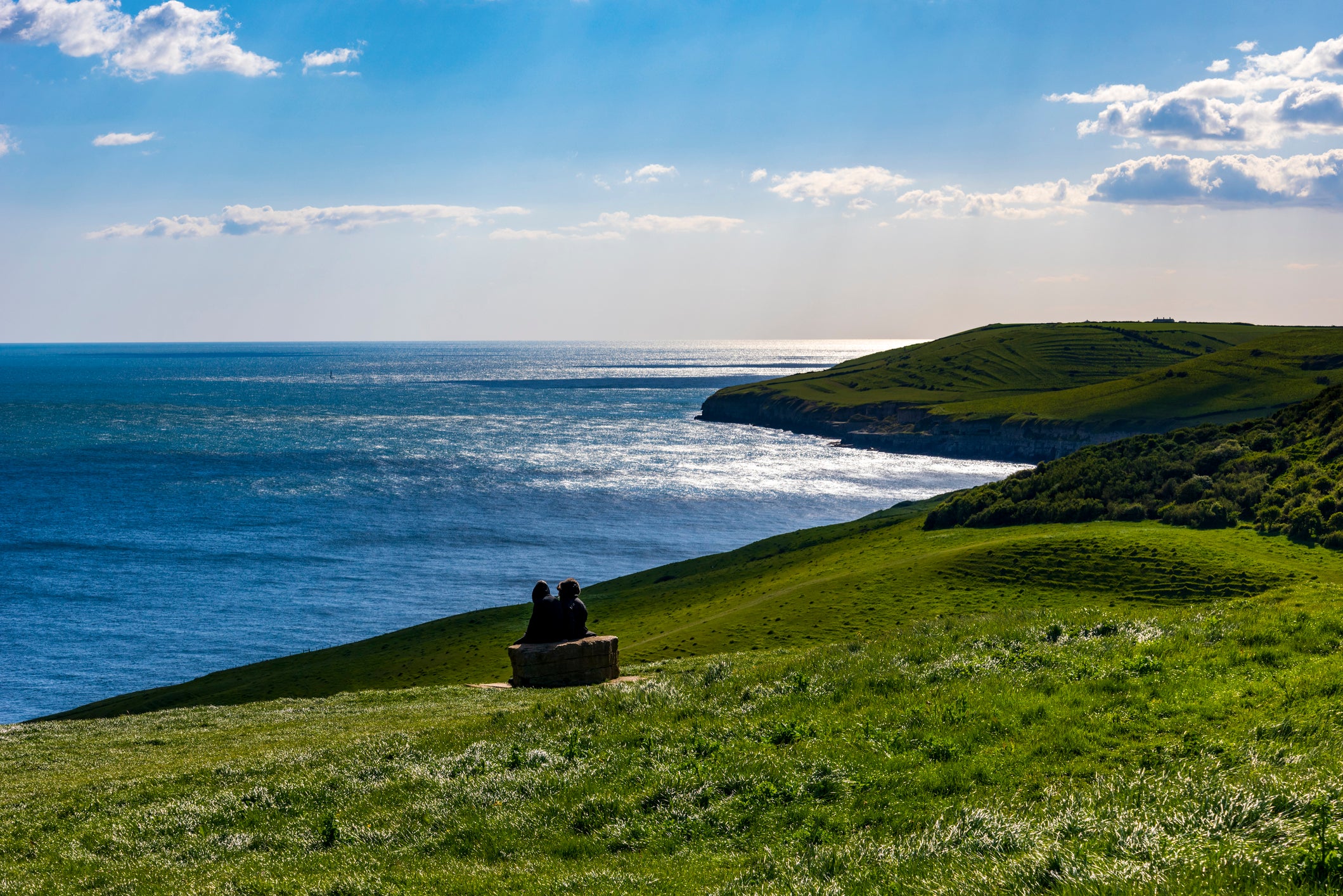 Soak in the views of the Dorset coast above Dancing Ledge