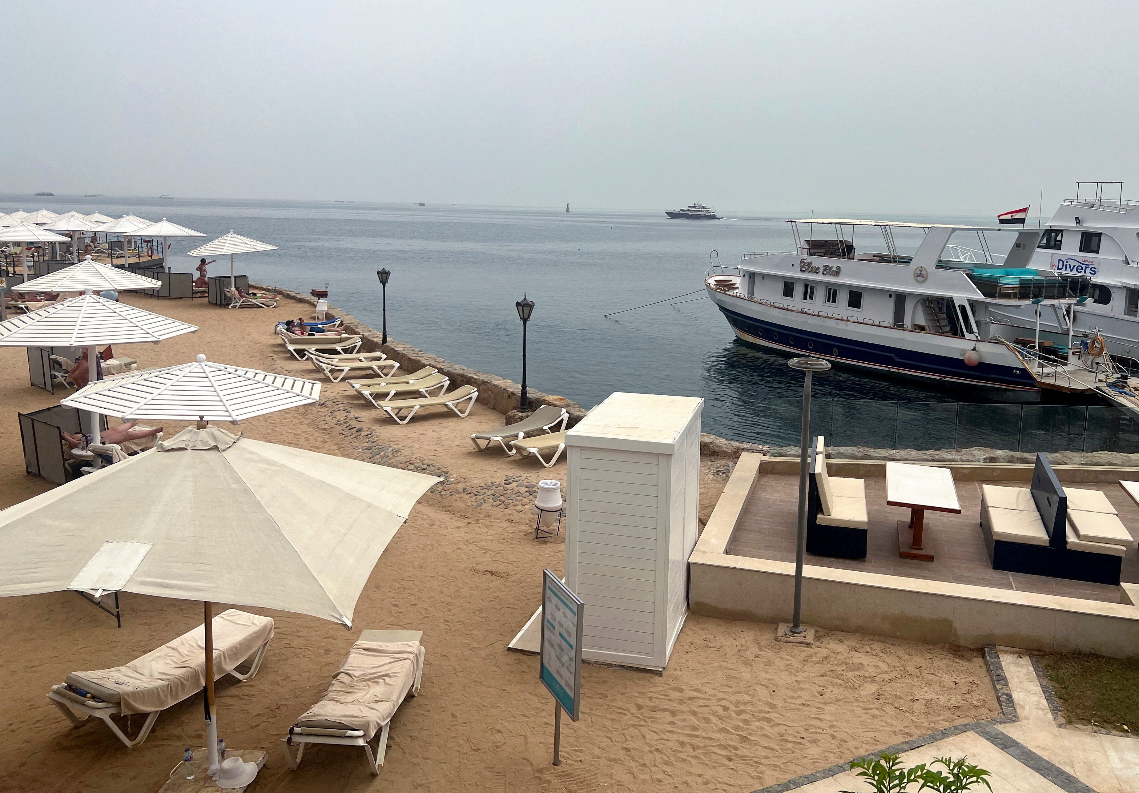 Shark attacks are rare at the popular beach resort, pictured, and in the wider Red Sea coastal regions