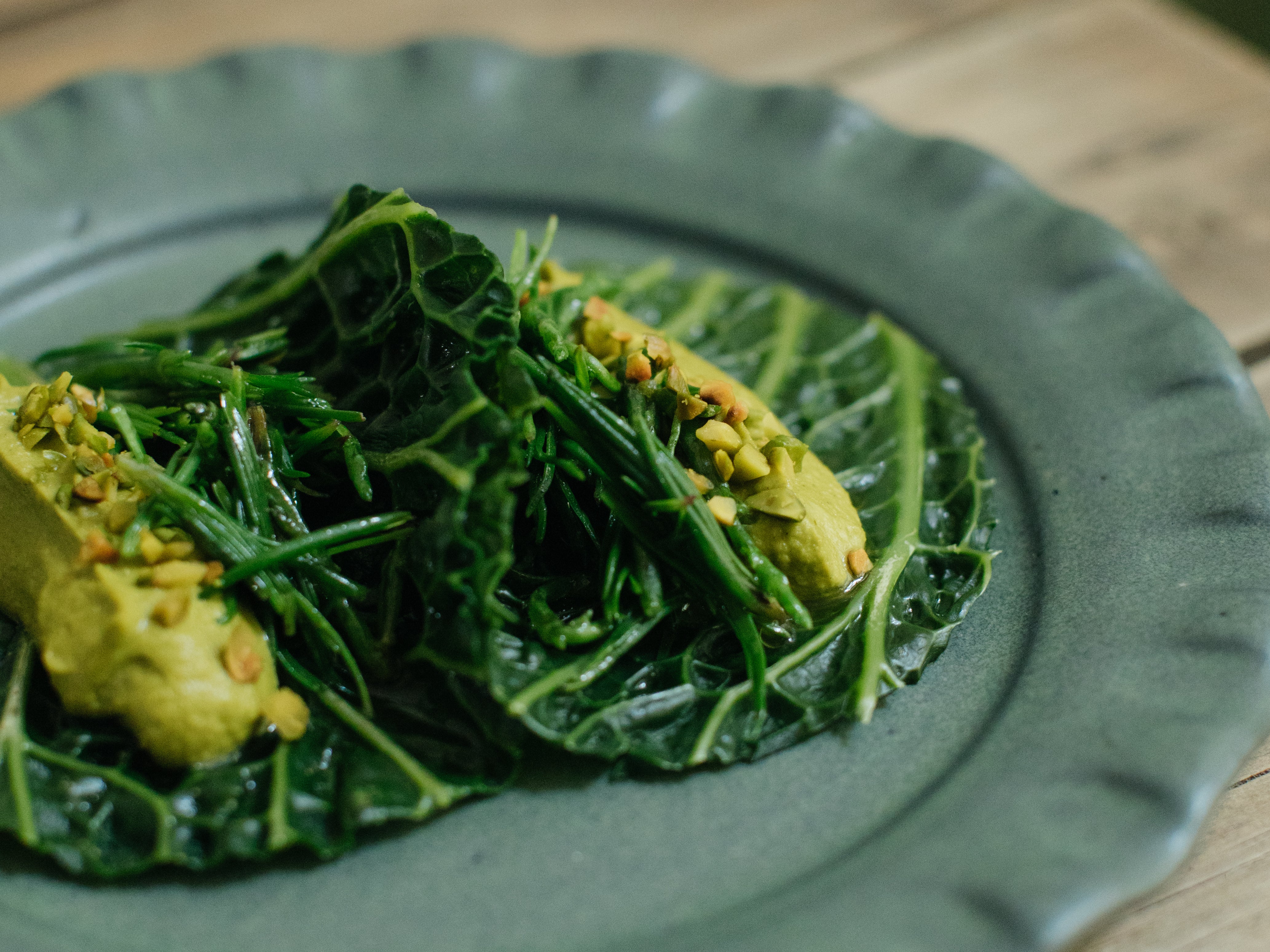 Rosetta’s savoy cabbage taco, with pistacho pipian and romeritos