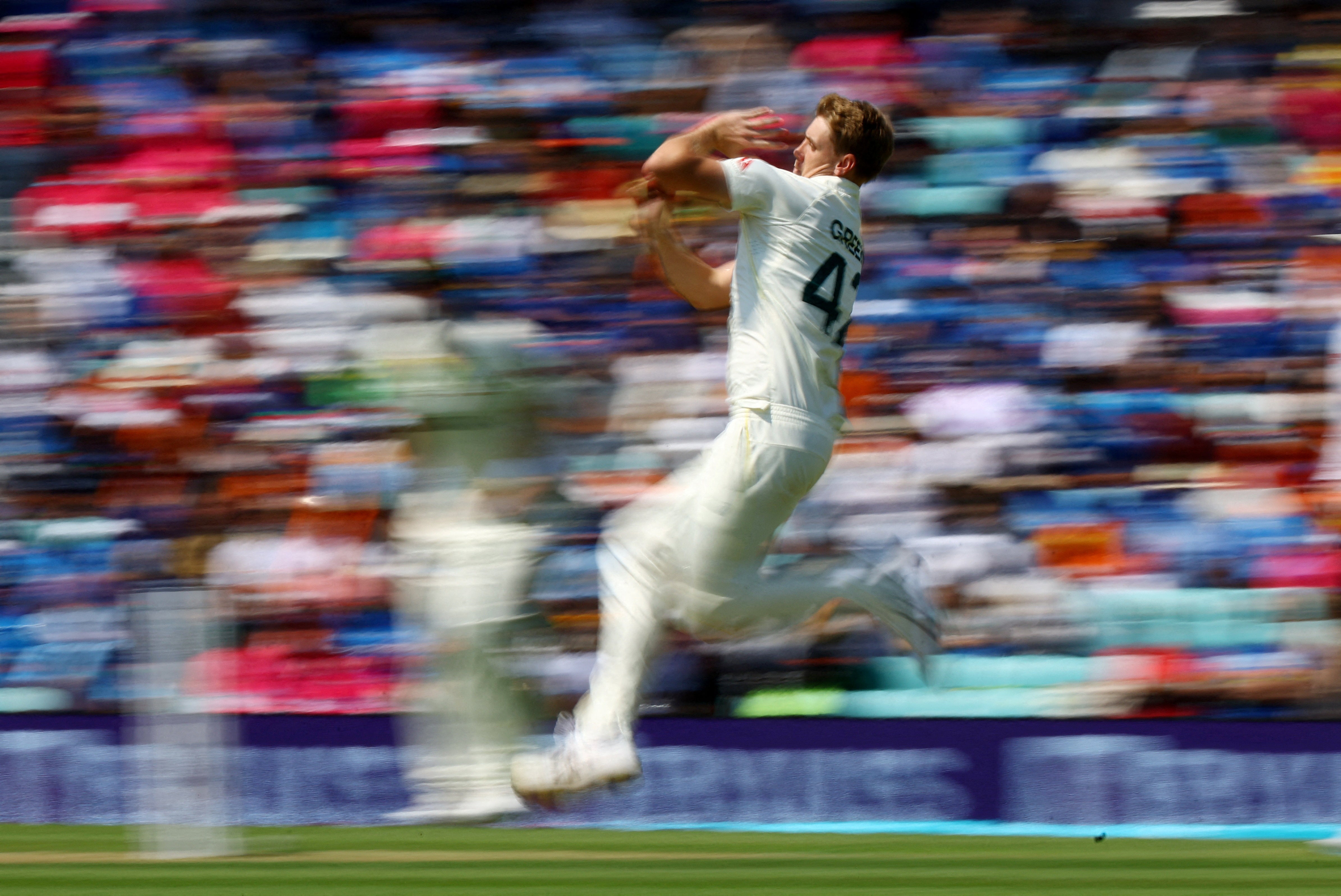 Australia’s Cameron Green bowls during the ICC World Test Championship Final against India at The Oval