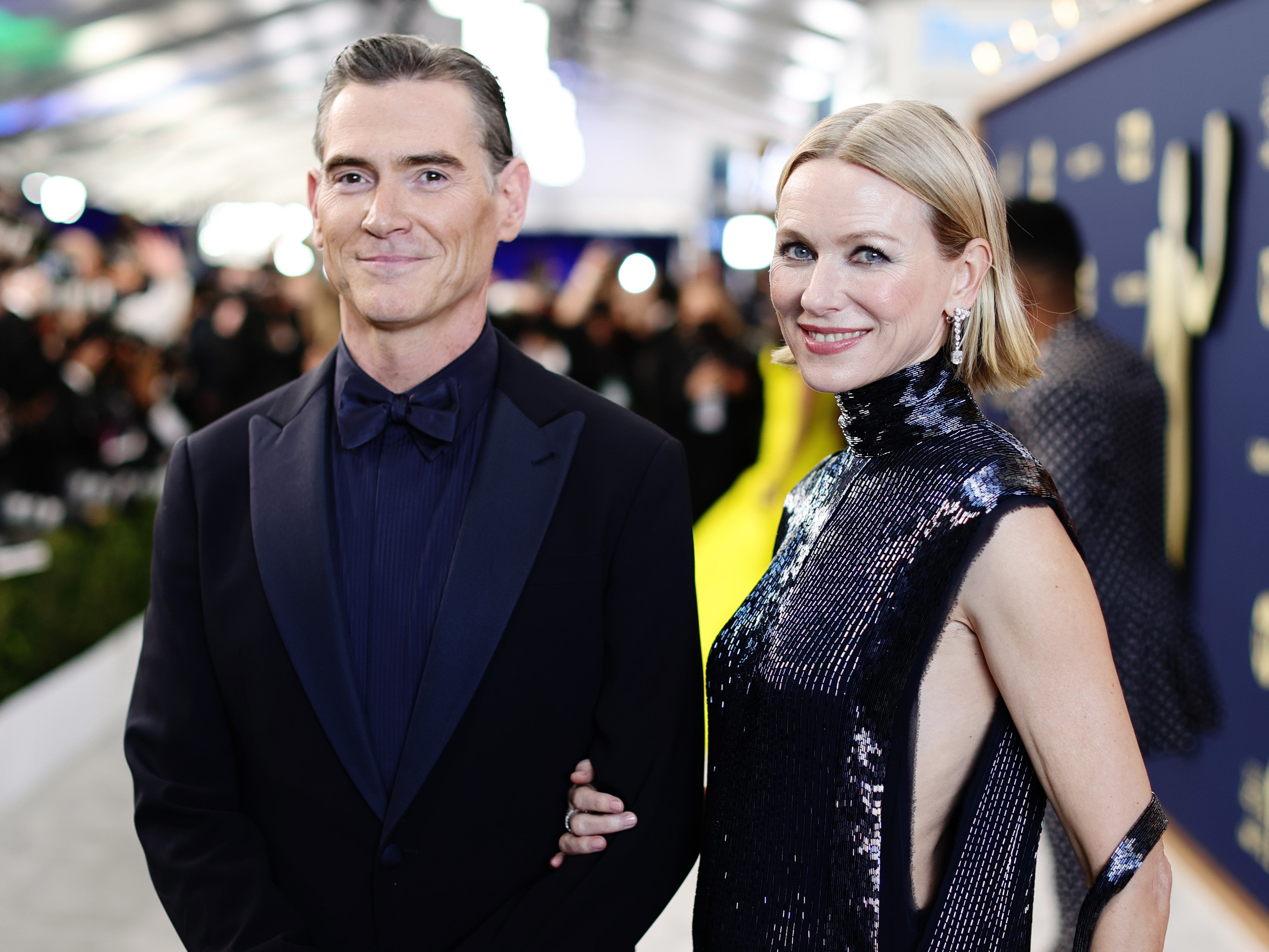 Billy Crudup and Naomi Watts attend the 28th Screen Actors Guild Awards at Barker Hangar on February 27, 2022