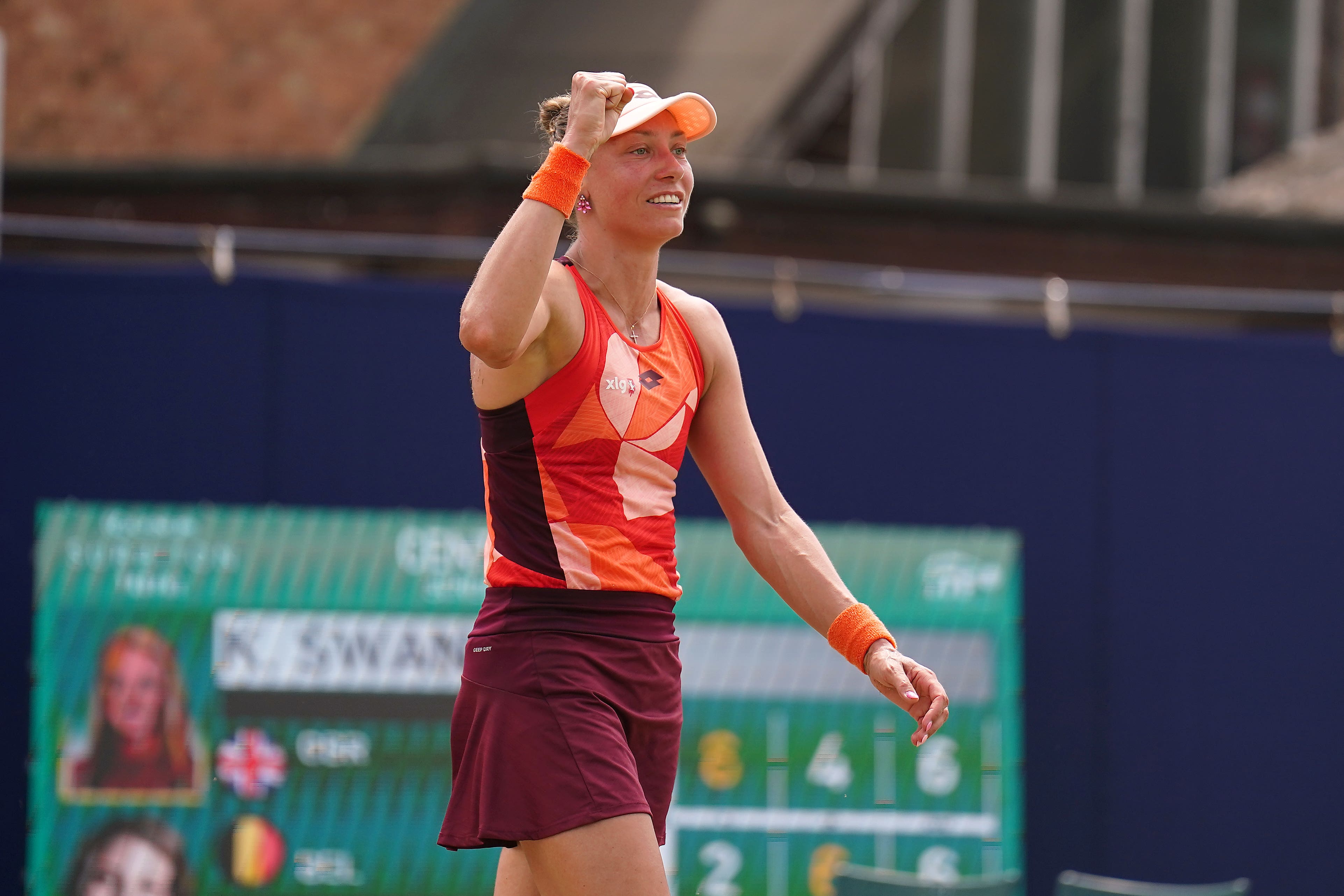 Yanina Wickmayer celebrates winning her final against Katie Swan (Zac Goodwin/PA)