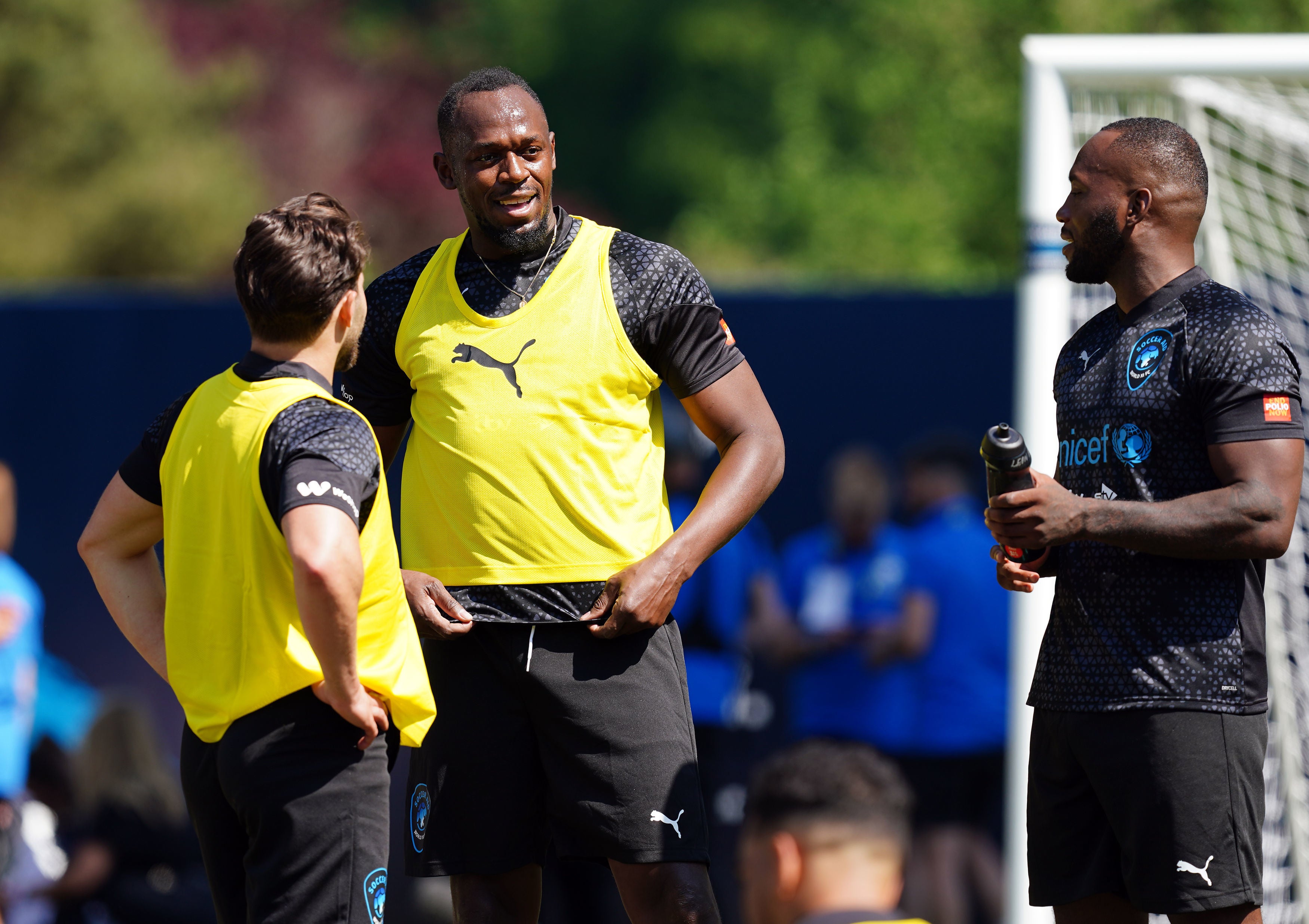 World XI's Usain Bolt during a training session at Champneys Tring