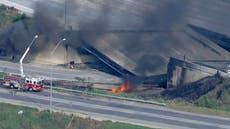 ‘The roadway is gone’: Truck fire under highway I-95 in Philadelphia causes road to collapse