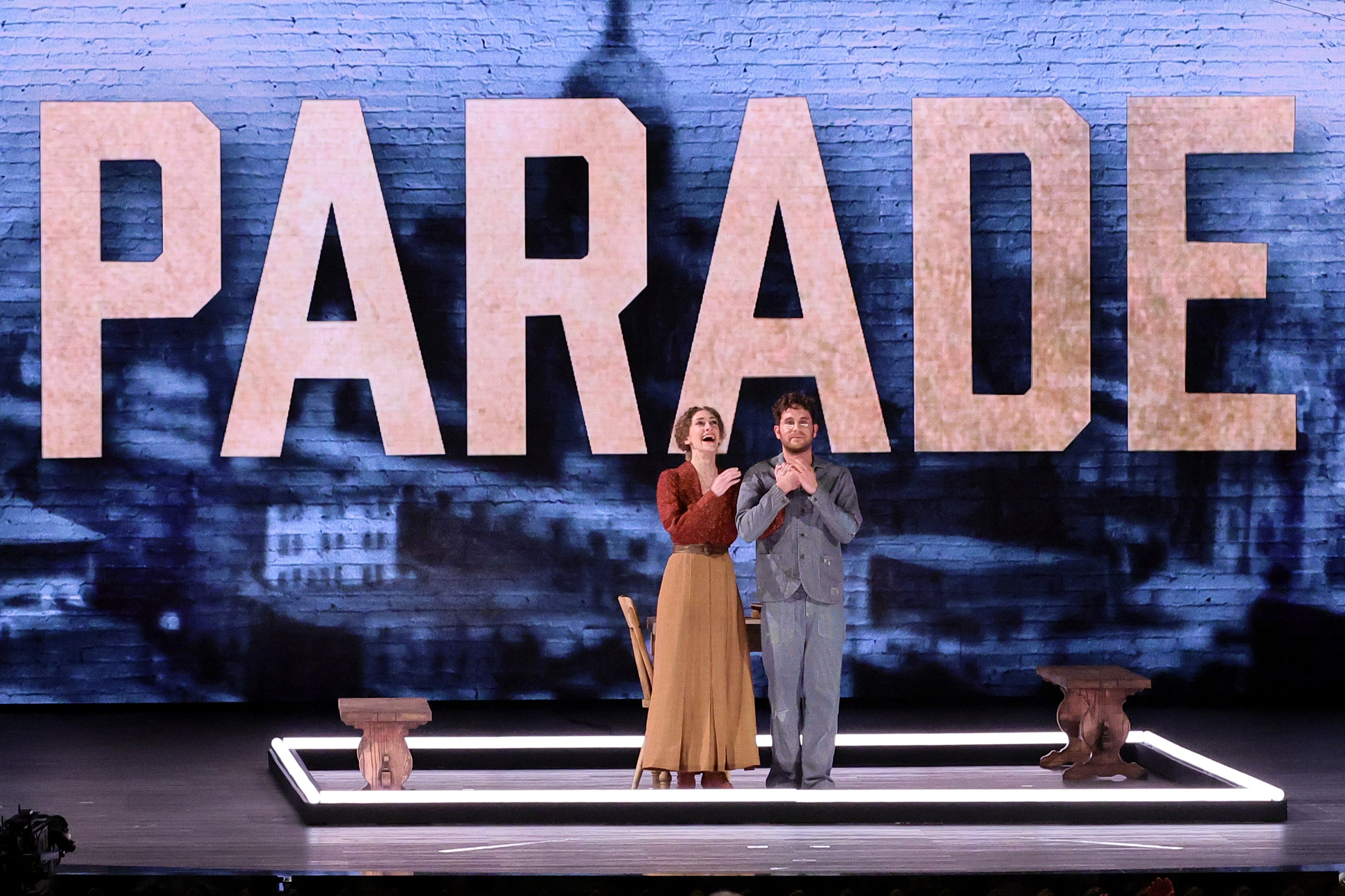 Micaela Diamond and Ben Platt perform onstage during The 76th Annual Tony Awards