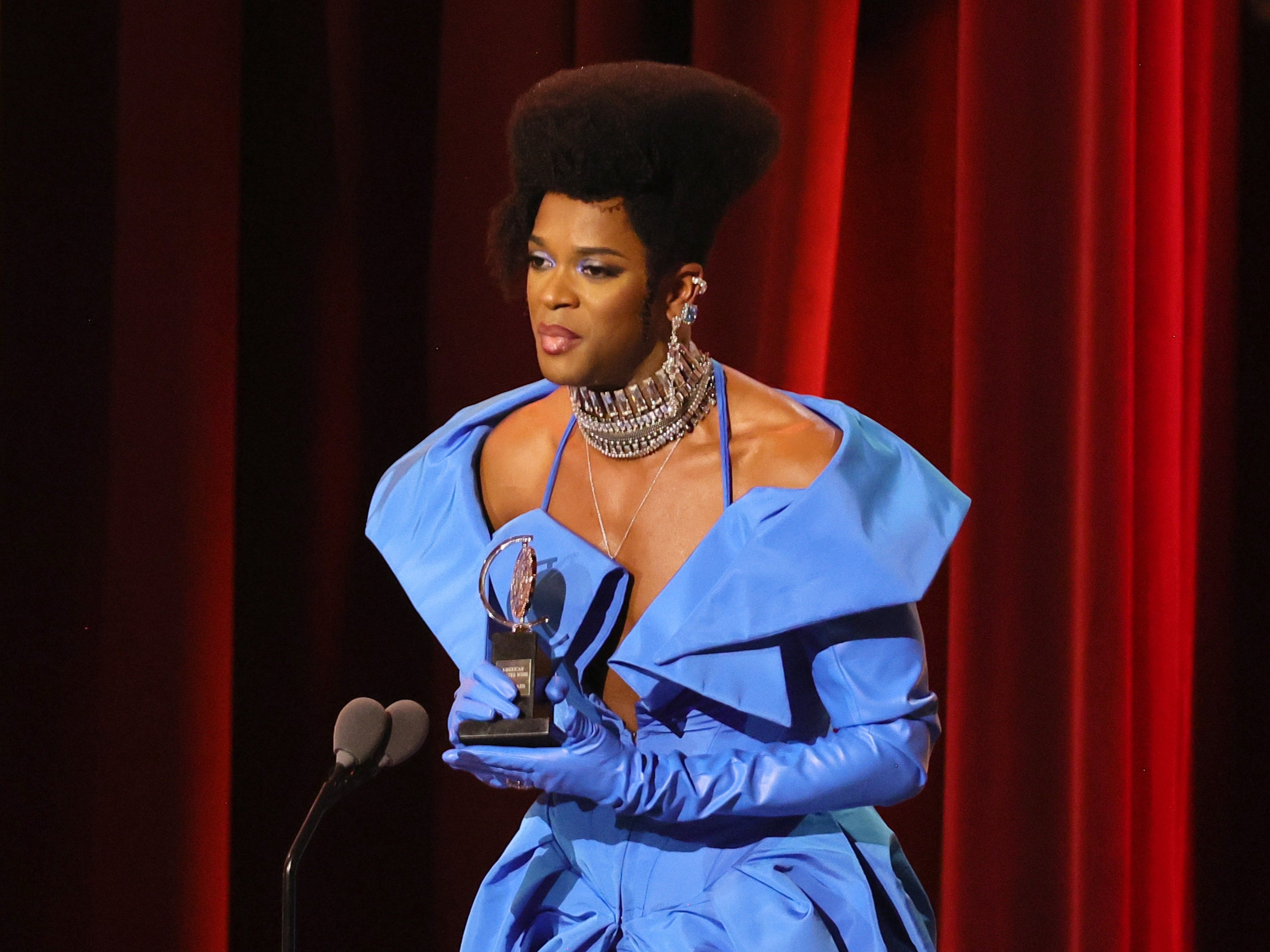 J Harrison Ghee accepts the award for Best Leading Actor in a Musical