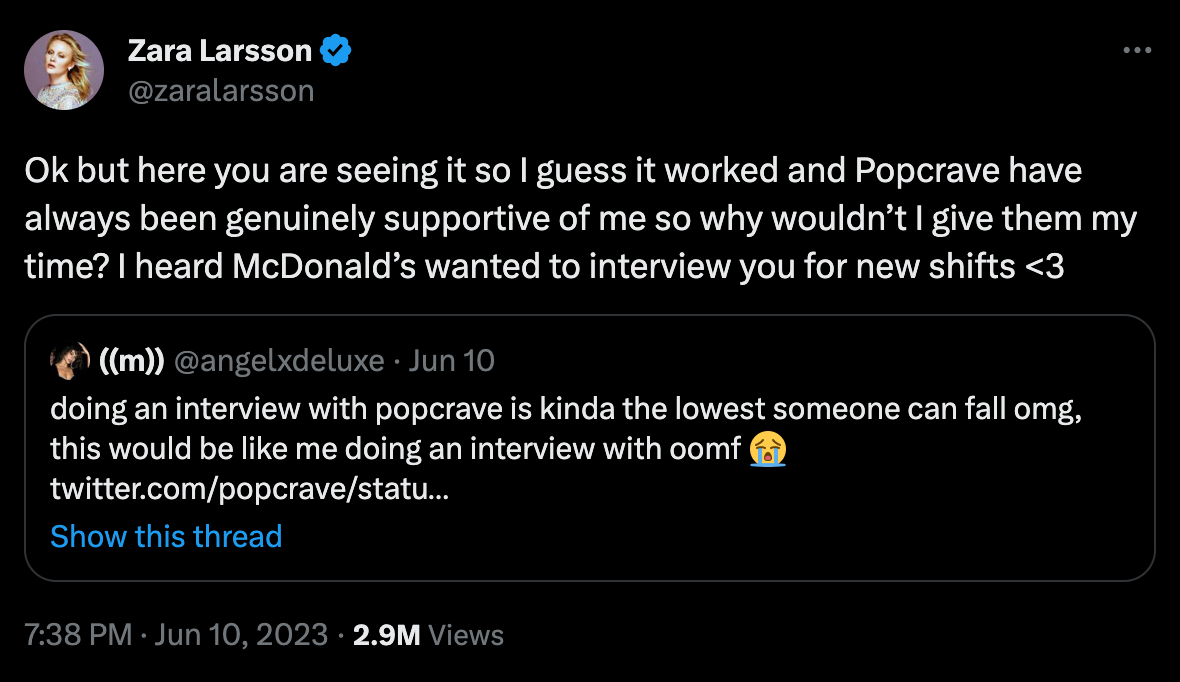 Zara Larsson has been accused of ‘classism’ following a recent tweet